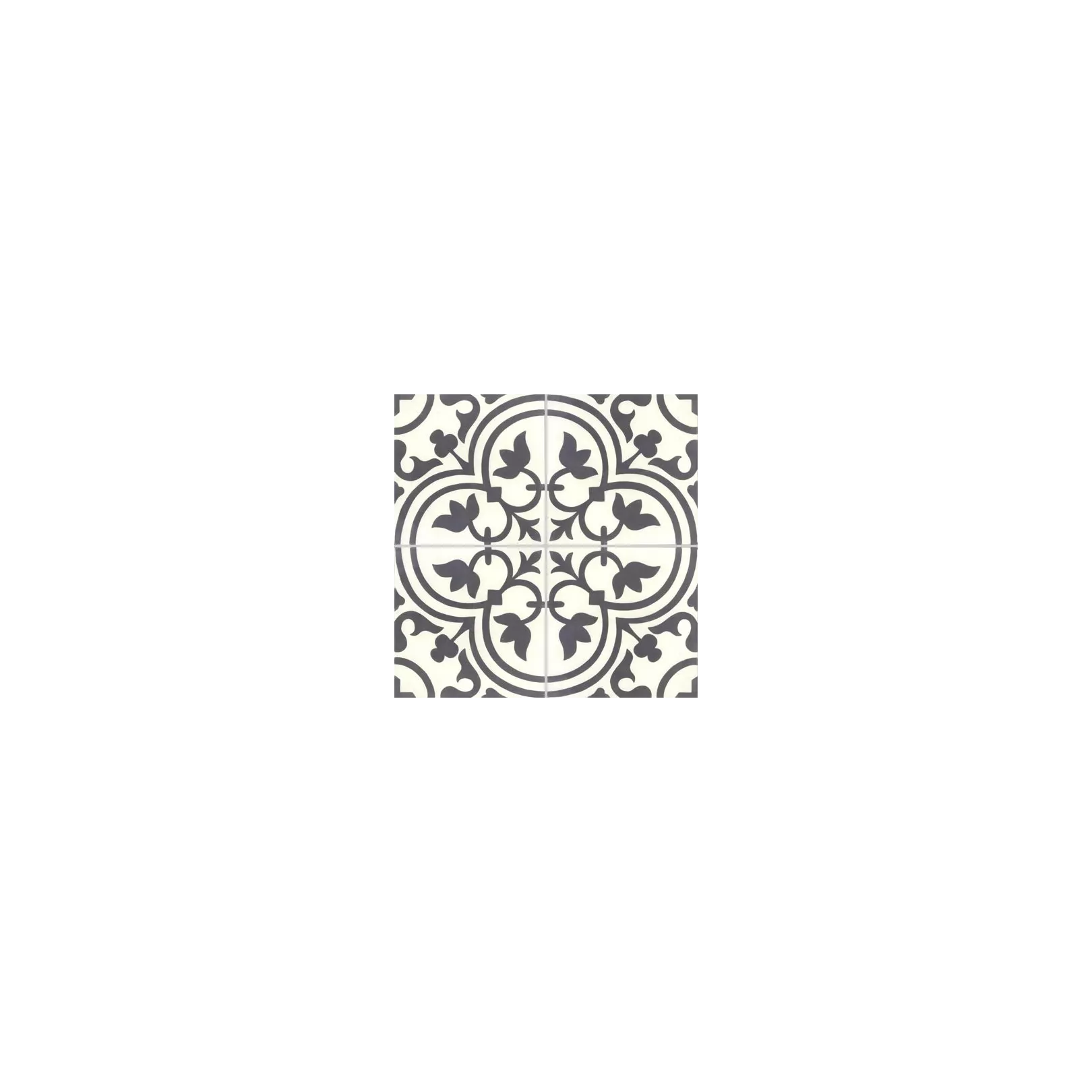 Carreau de ciment coloré motif 4 carreaux noir et blanc NORMANDIE 10.01