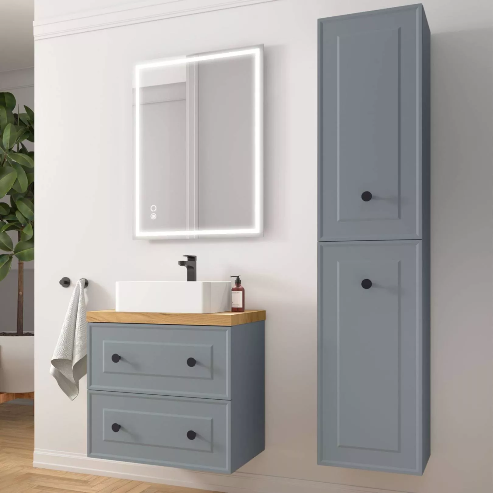 Meuble bain suspendu GATSBY 2 tiroirs, 7 Couleurs, 3 Largeurs