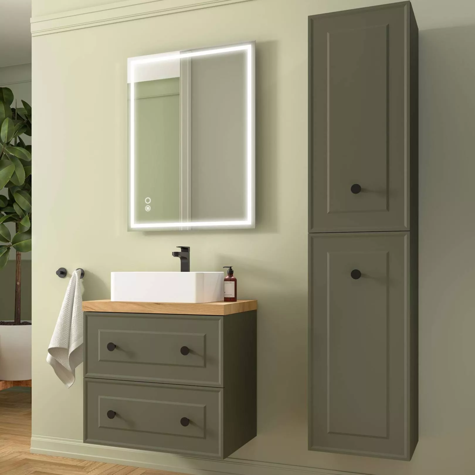 Meuble bain suspendu GATSBY 2 tiroirs, 7 Couleurs, 3 Largeurs