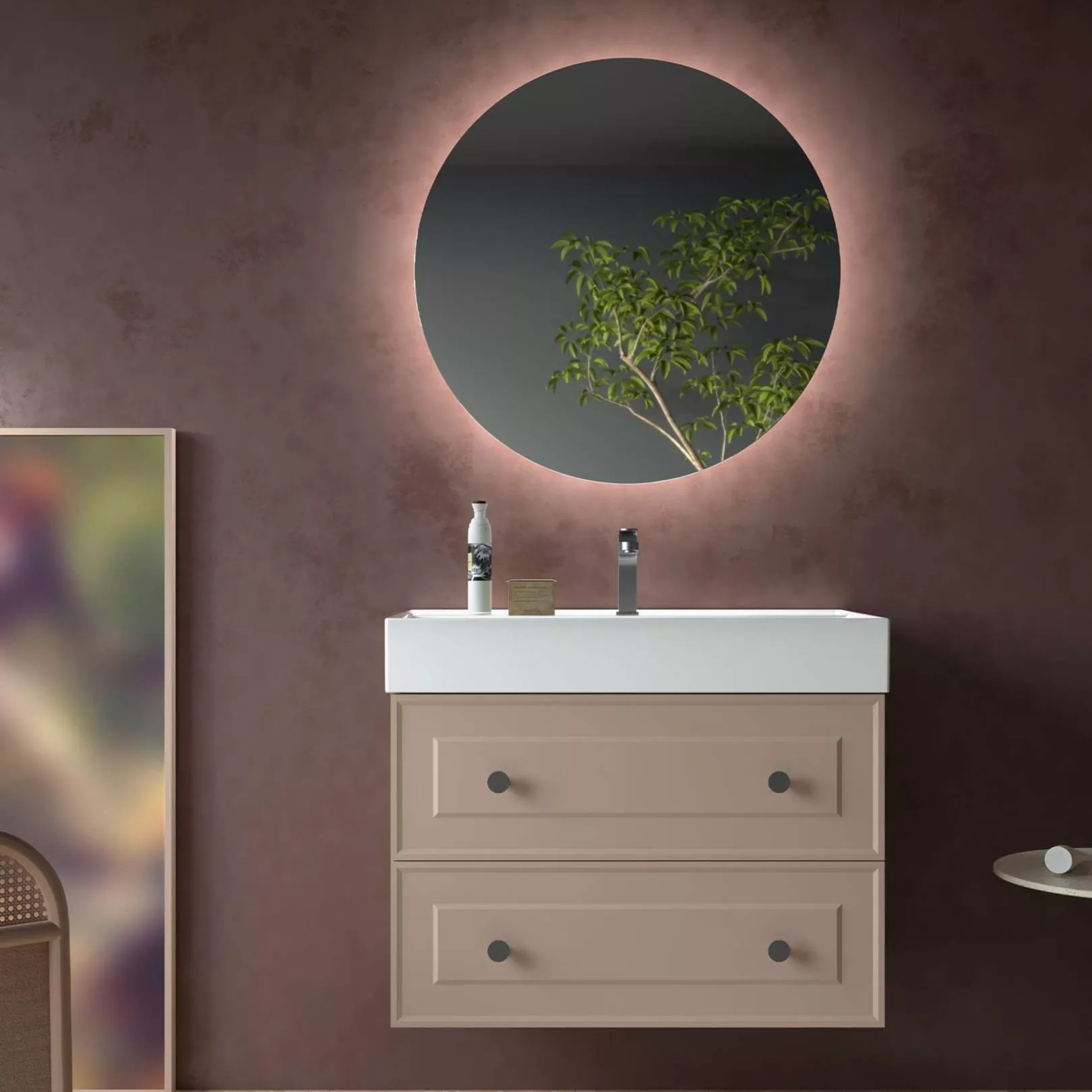 Meuble bain suspendu GATSBY 2 tiroirs, 7 Couleurs, 3 Largeurs