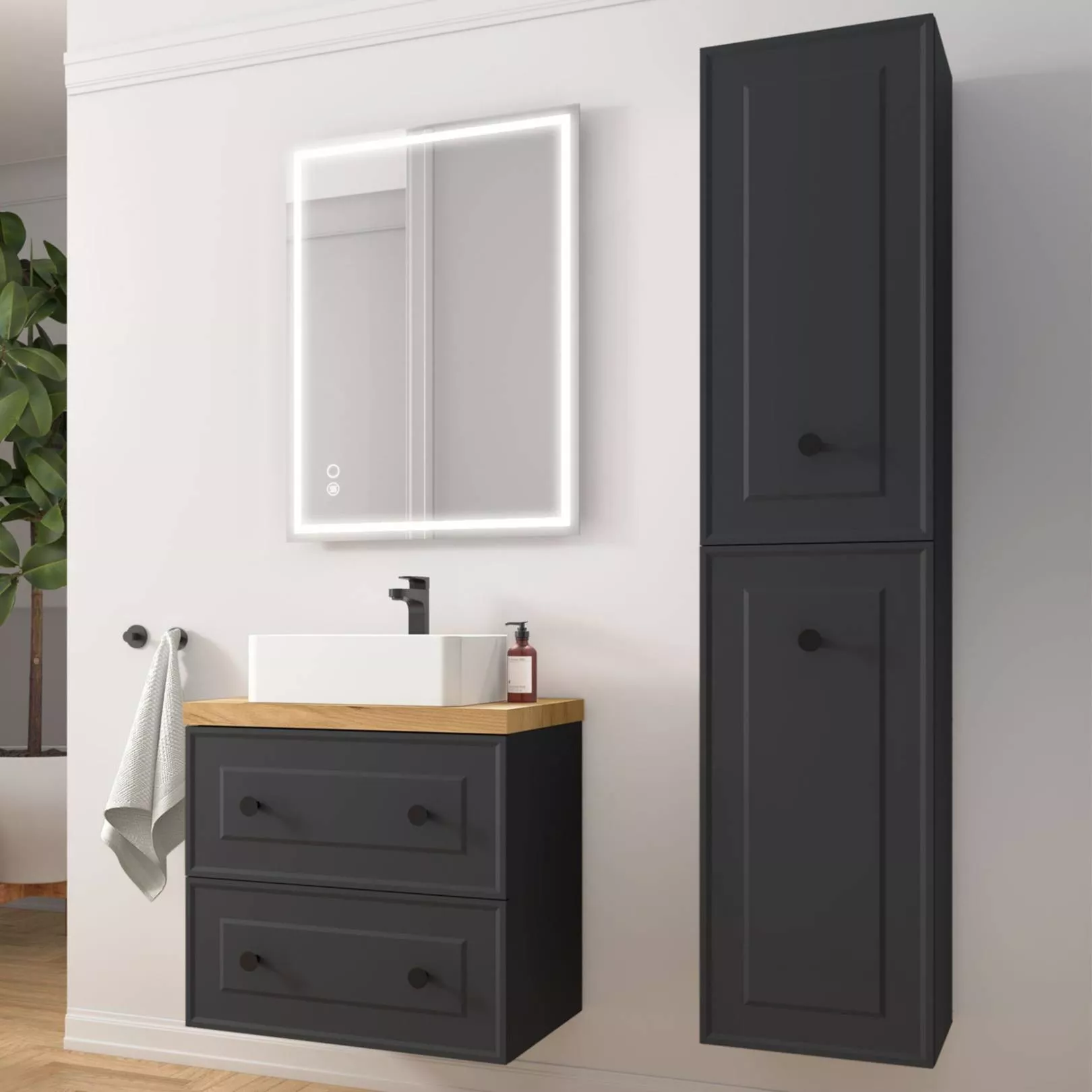 Meuble bain suspendu GATSBY 2 tiroirs, 7 Couleurs, 3 Largeurs