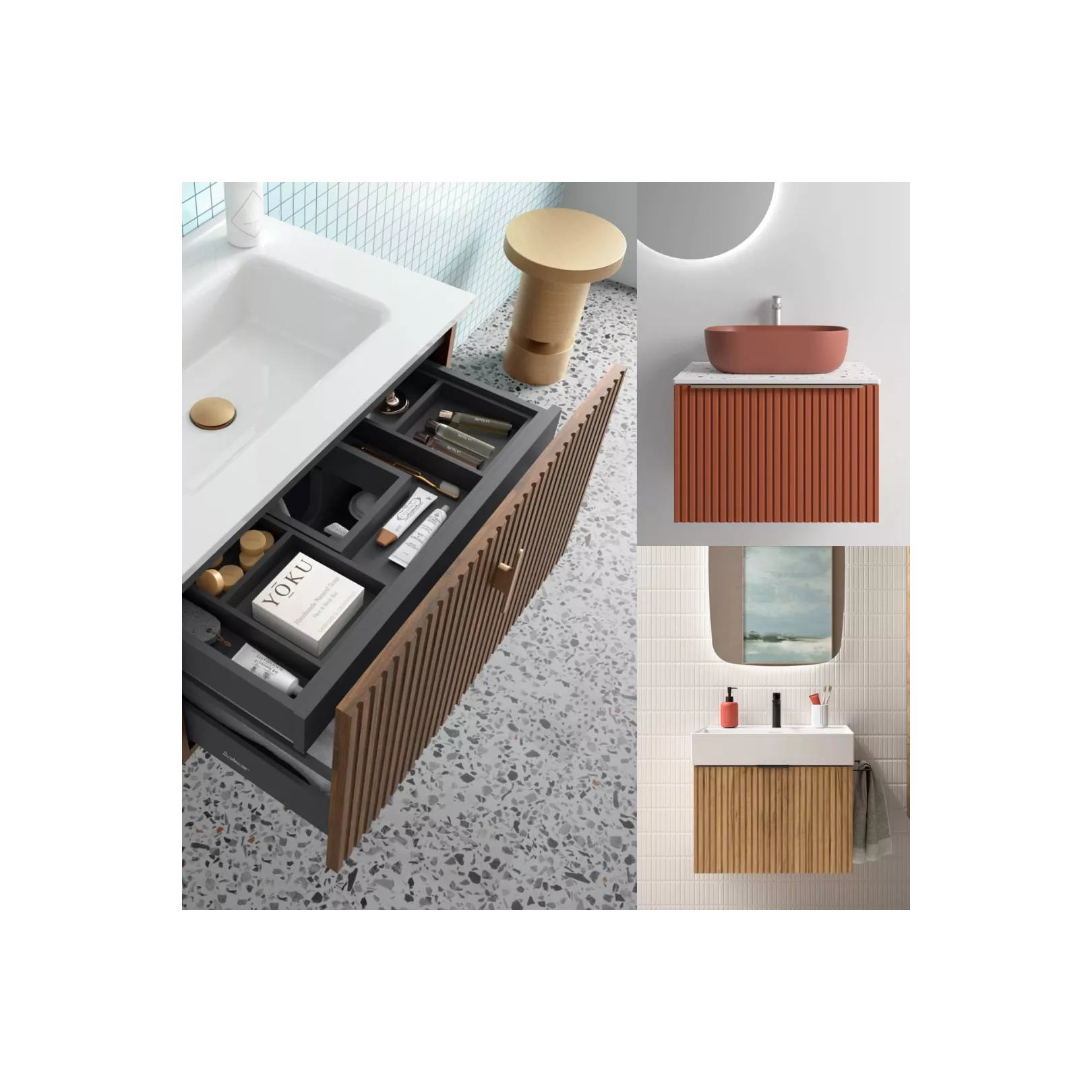 Meuble bain suspendu BANORIGHE 1 tiroir, 11 couleurs, 5 largeurs