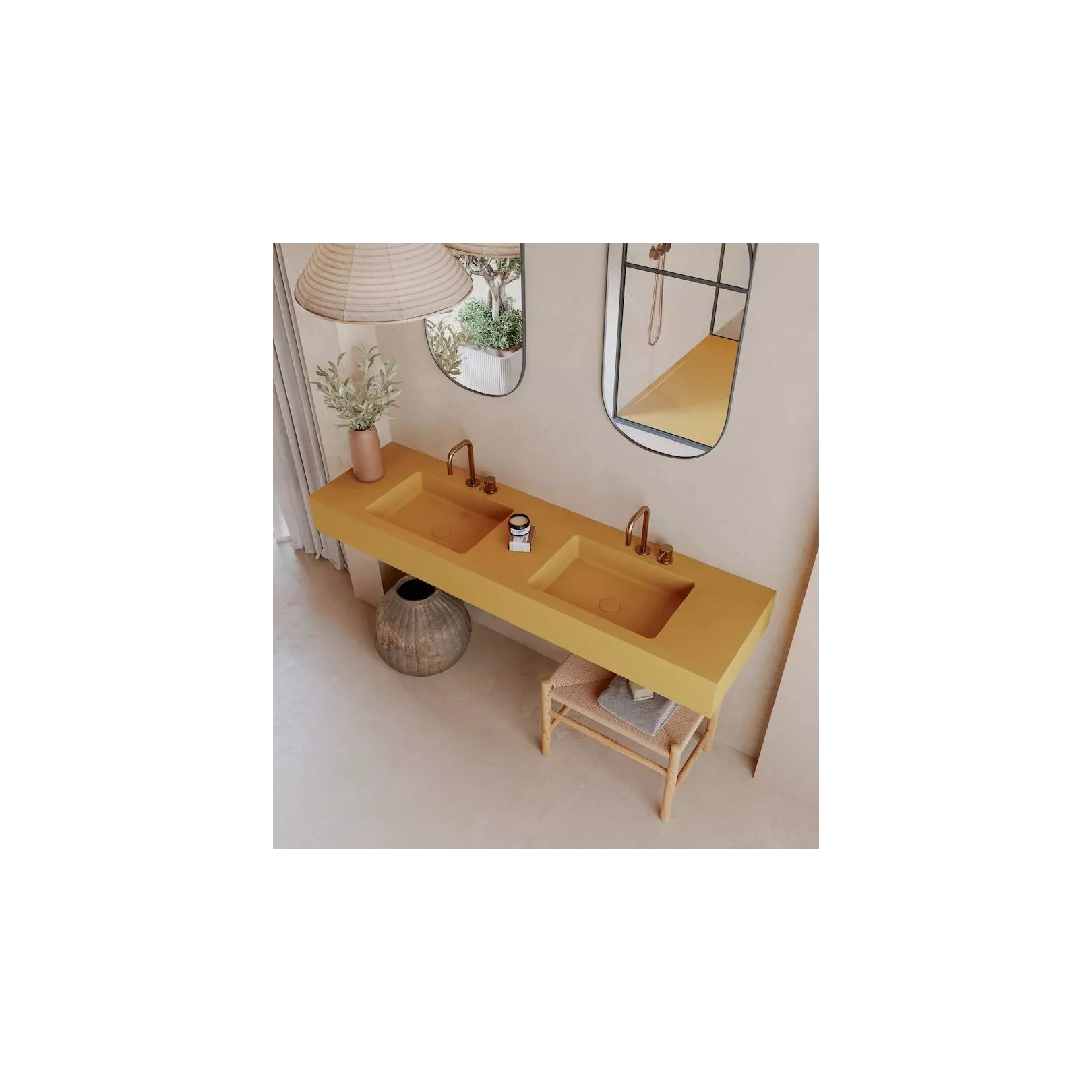 Meuble bain / plan de toilette avec vasque intégrée PROGRAM COLOR