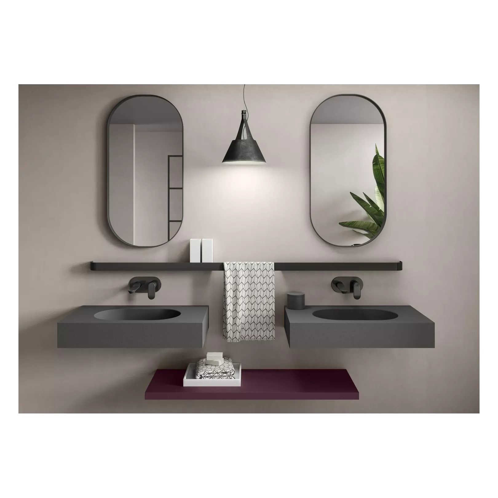 Meuble bain / plan de toilette avec vasque intégrée PROGRAM COLOR
