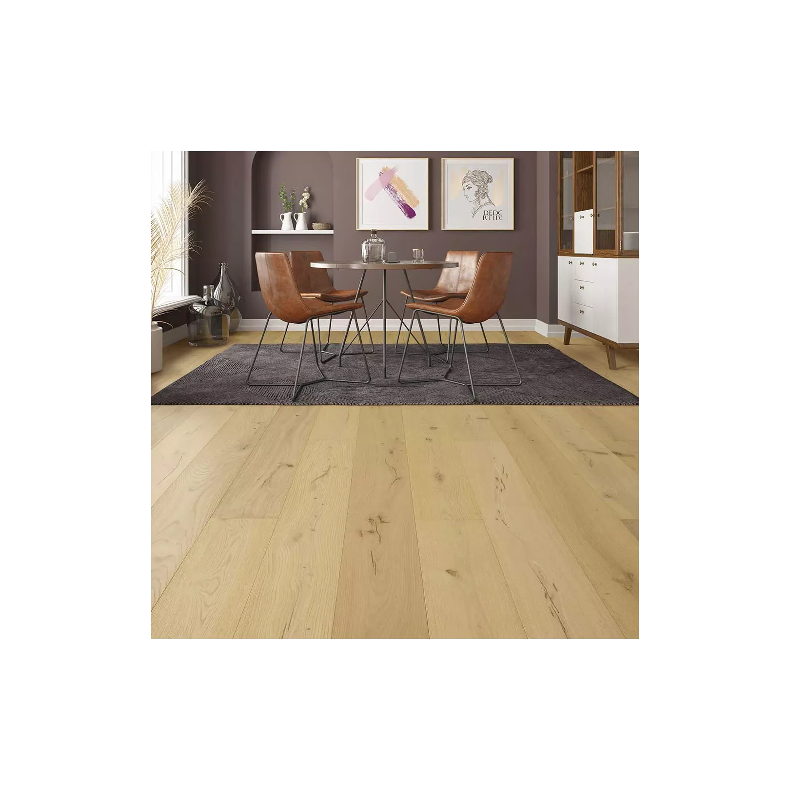 Parquet chêne TIGNES semi-massif, Structuré, traces de sciage et raboté main, vernis incolore