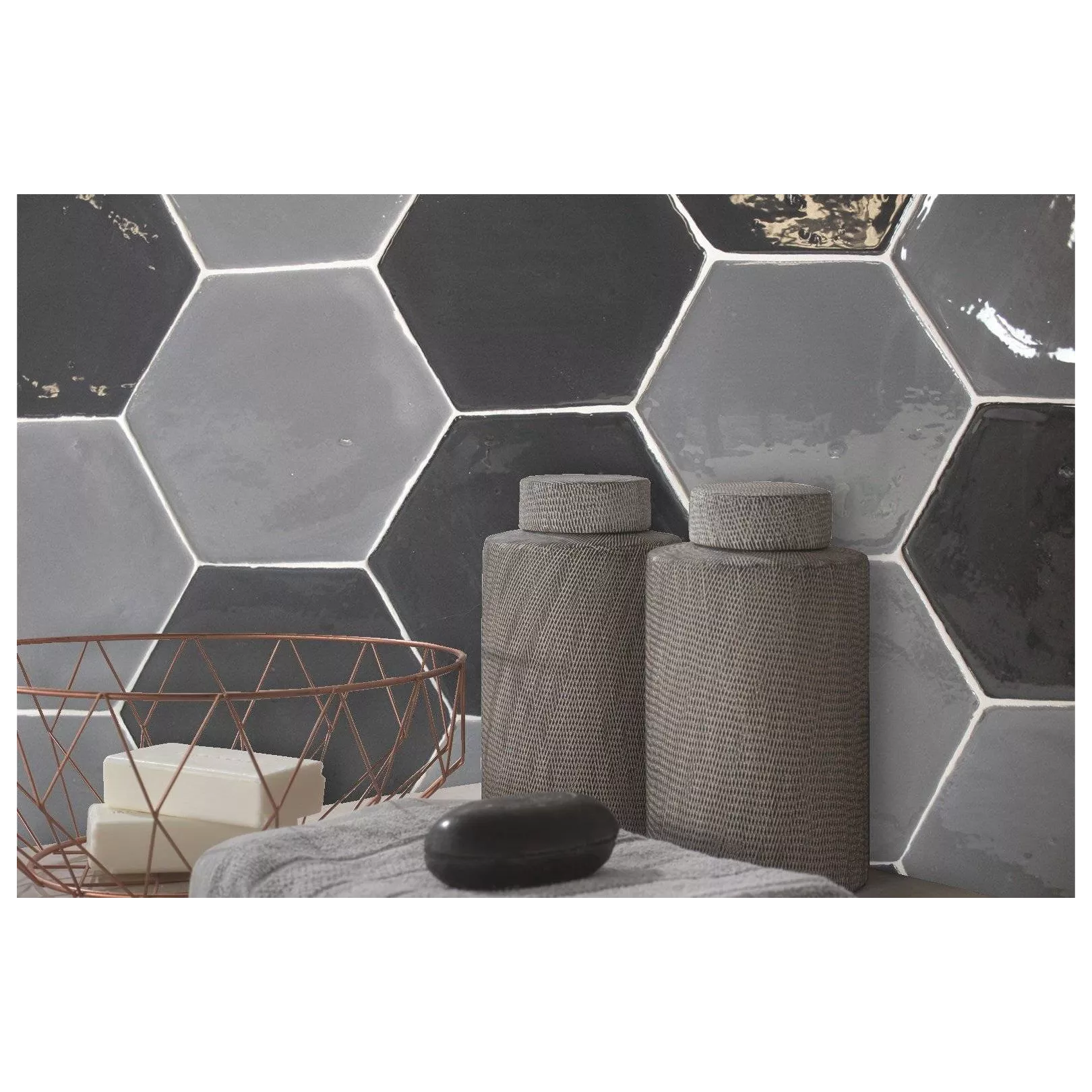 Carrelage mural TERRE CUITE ÉMAILLÉE Artisanale Hexagonale