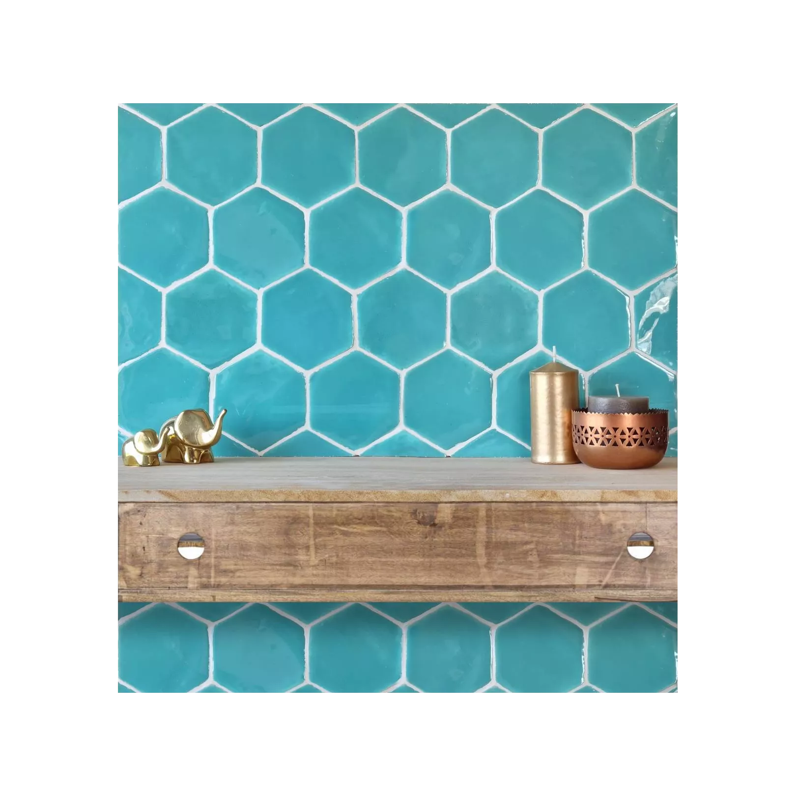 Carrelage mural TERRE CUITE ÉMAILLÉE Artisanale Hexagonale