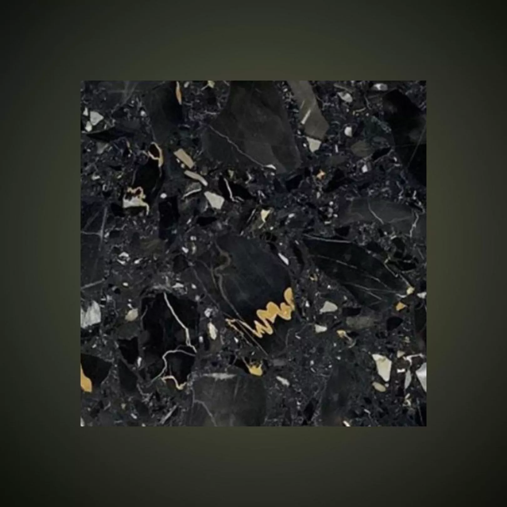 Carreau Terrazzo fond noir inclusions multicolores Cachou 60x60cm