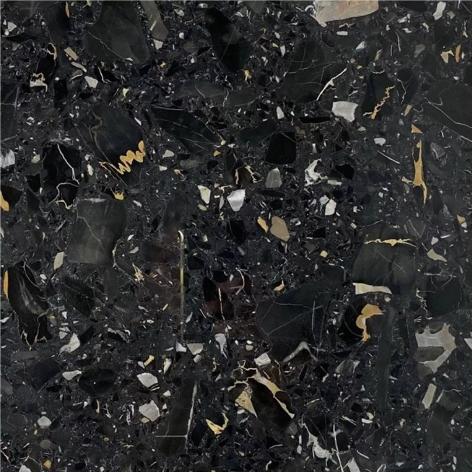 Carreau Terrazzo fond noir inclusions multicolores Cachou 60x60cm