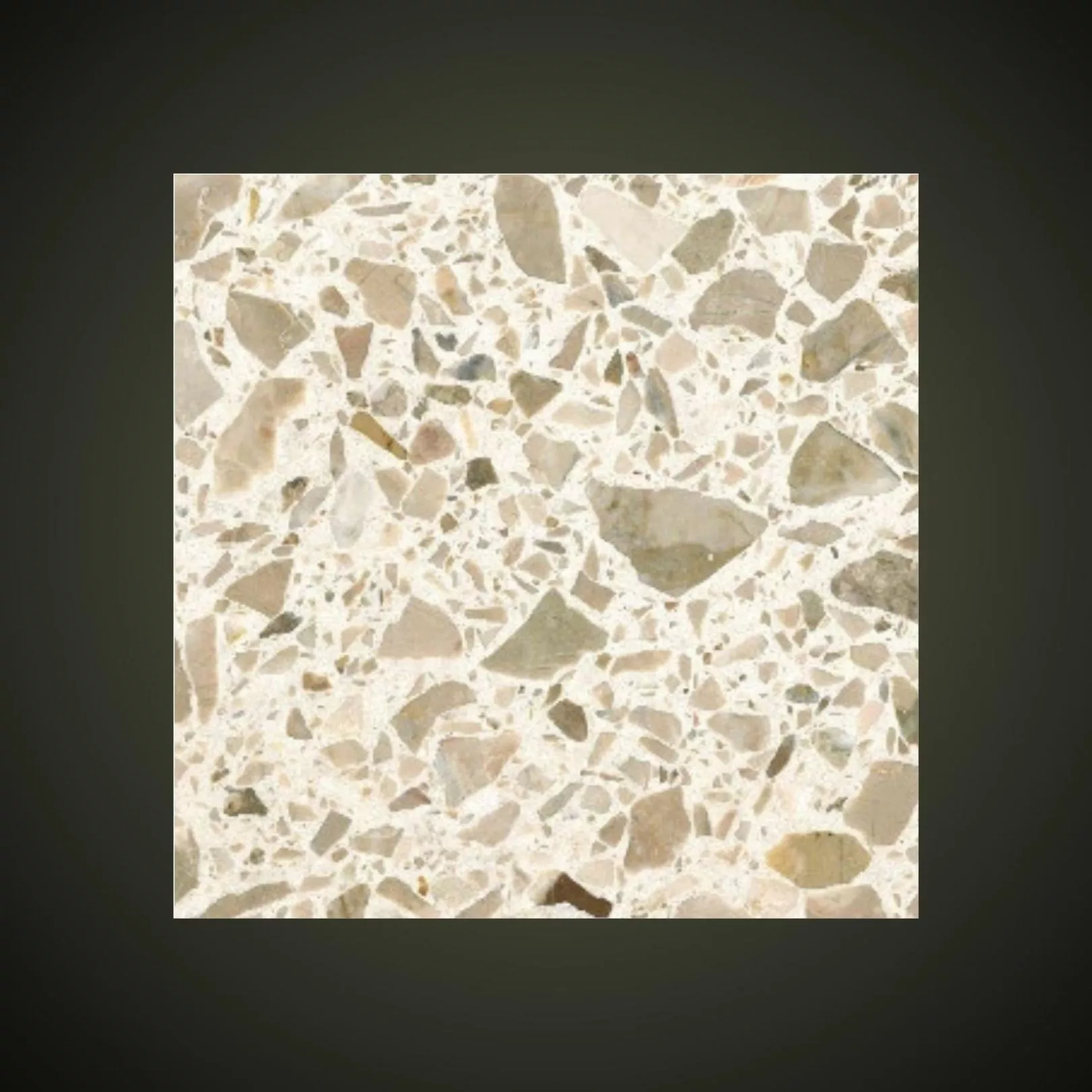 Carreau Terrazzo fond blanc inclusions beige BA 0/25 (6 formats)