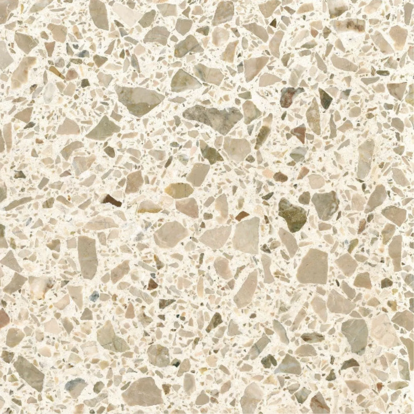 Carreau Terrazzo fond blanc inclusions beige BA 0/25 (6 formats)