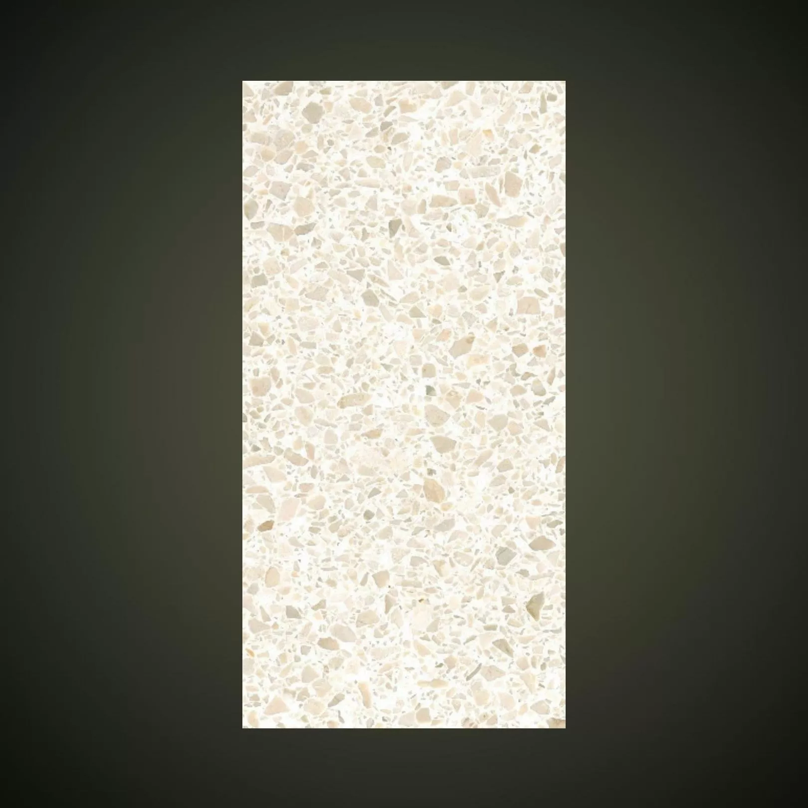 Carreau Terrazzo fond blanc inclusions crème Botticino 0/7 (6 formats)