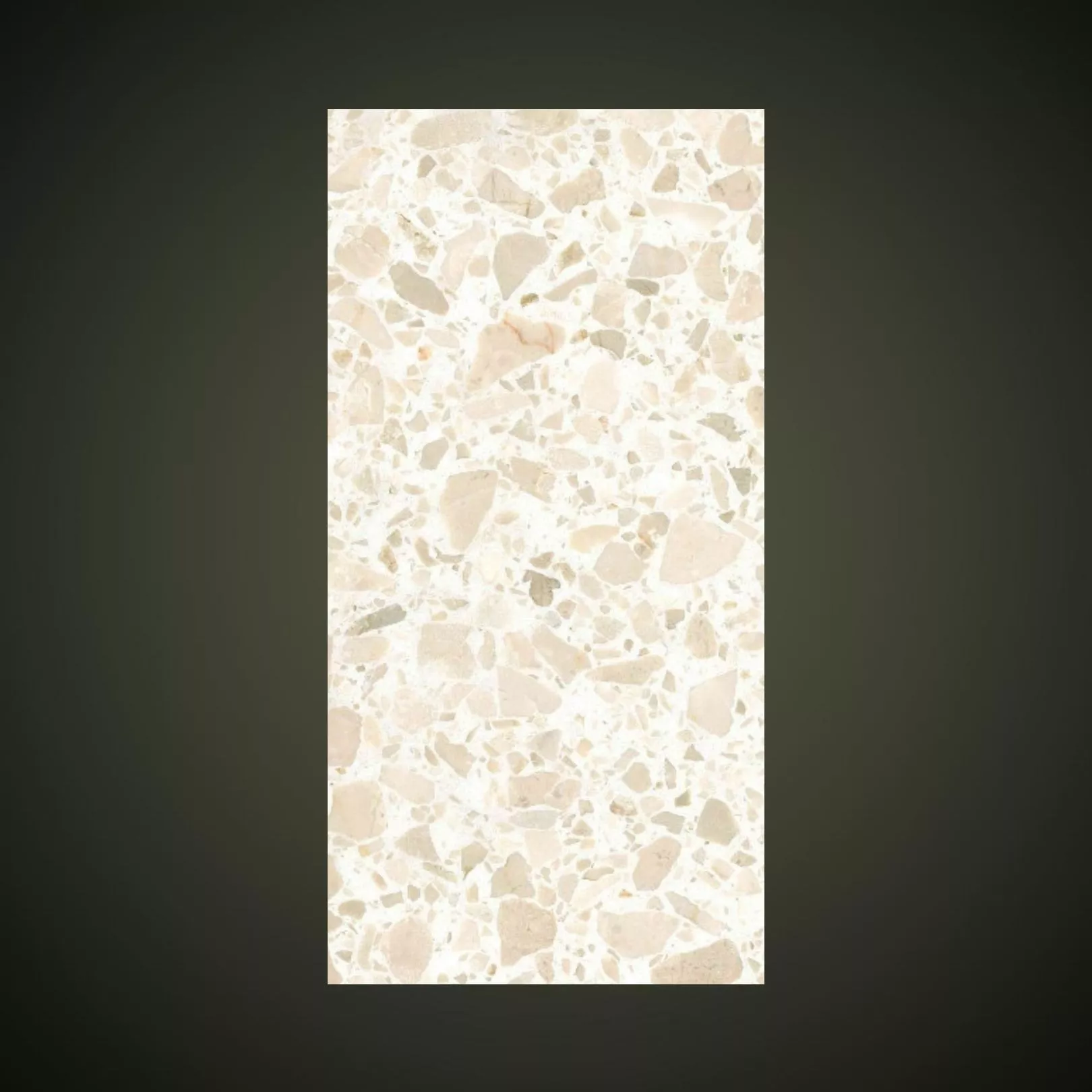 Carreau Terrazzo fond blanc inclusions crème Botticino 0/25 (6 formats)