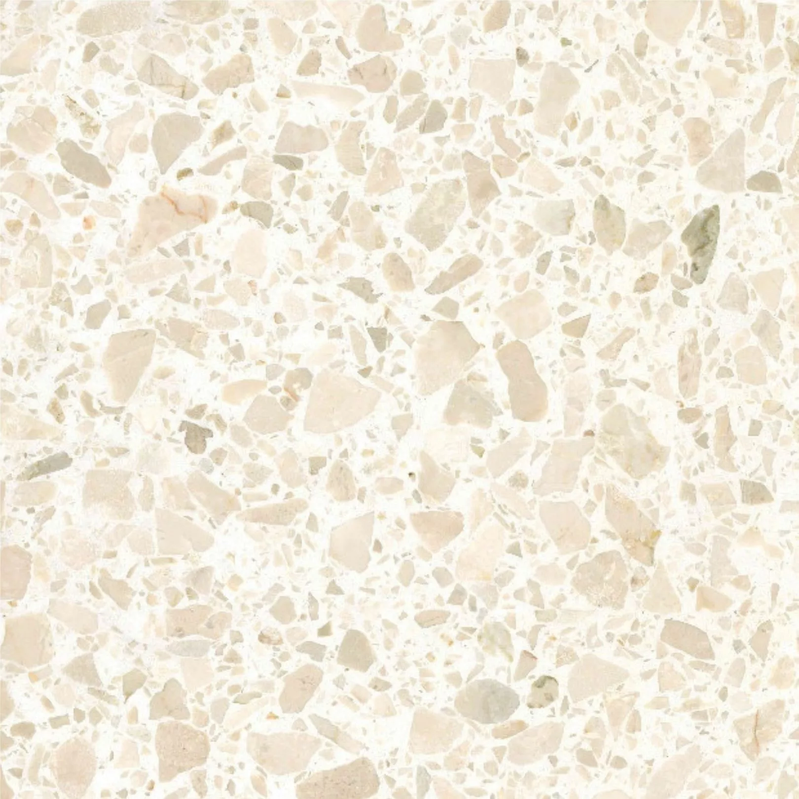 Carreau Terrazzo fond blanc inclusions crème Botticino 0/25 (6 formats)