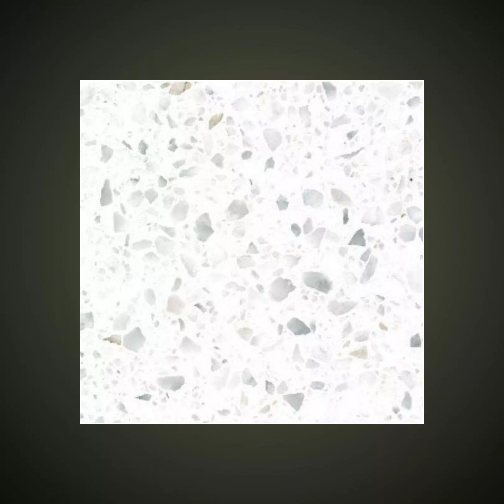 Carreau Terrazzo fond blanc inclusions gris Carrara 0/7 (6 formats)