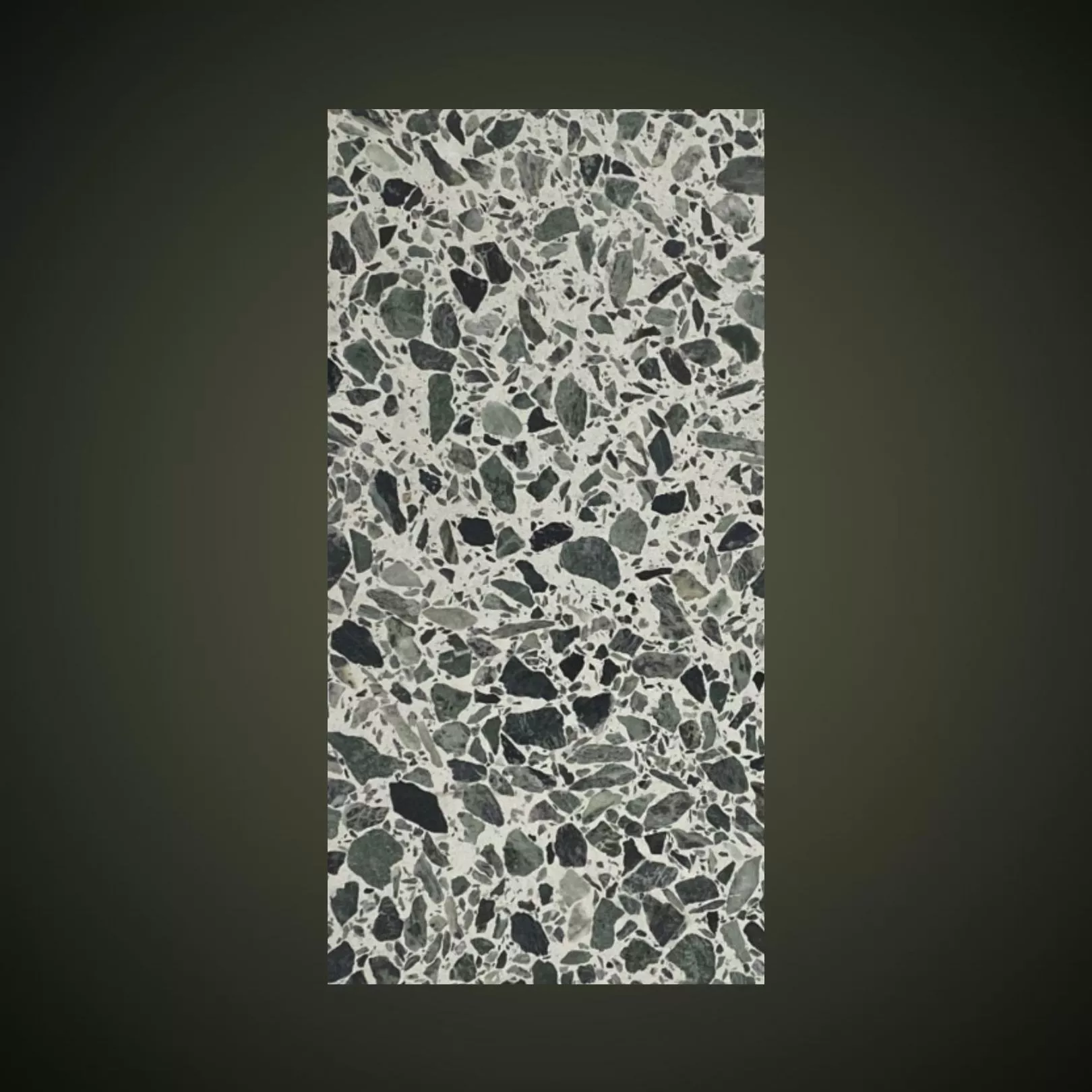 Carreau Terrazzo fond blanc inclusions vert Verdalp (3 formats)