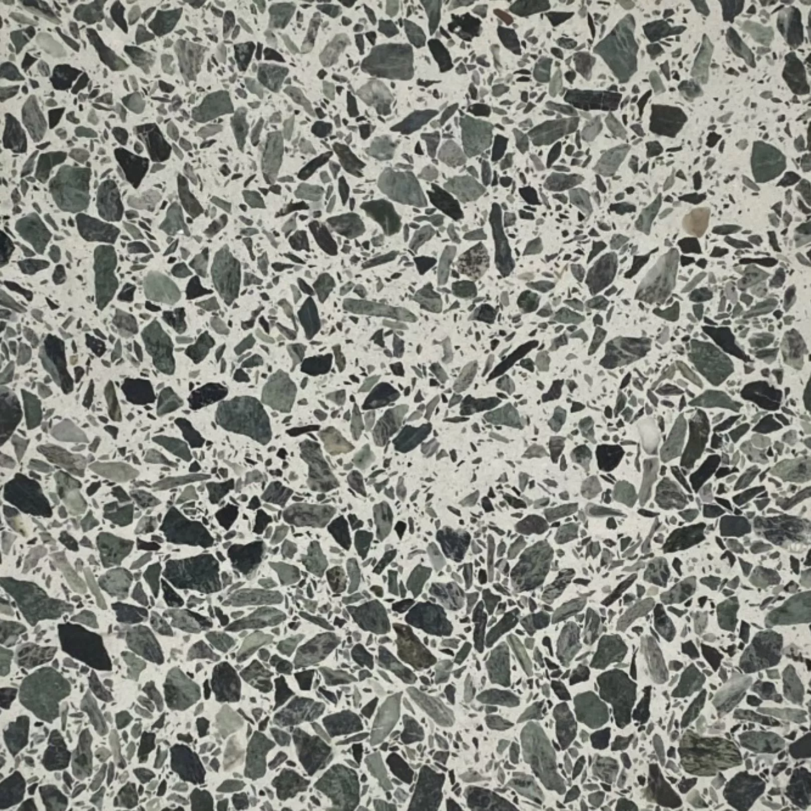 Carreau Terrazzo fond blanc inclusions vert Verdalp (3 formats)