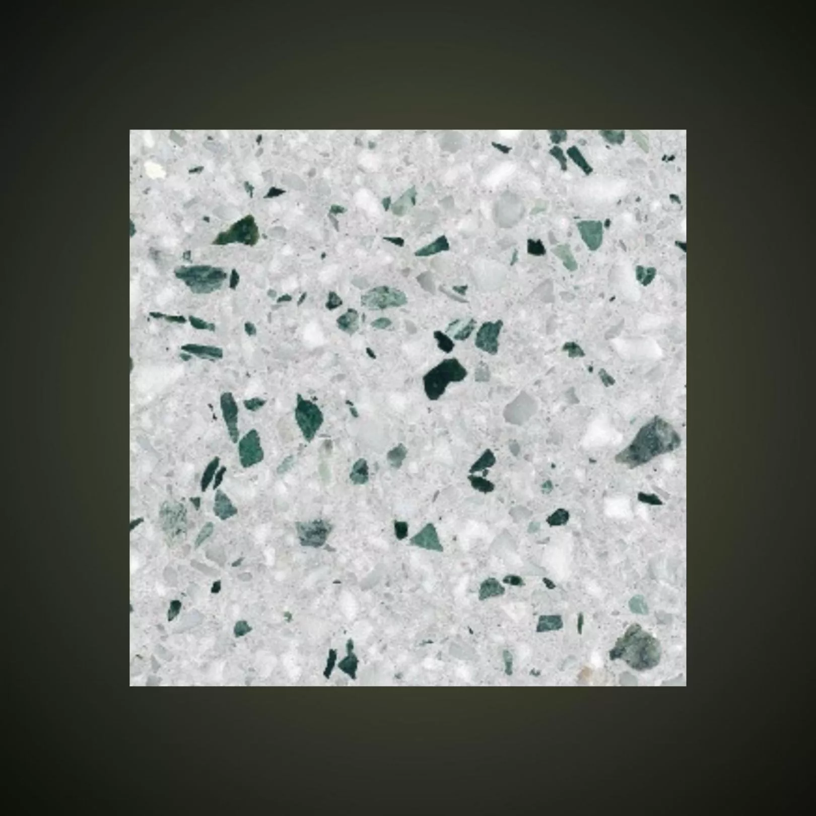 Carreau Terrazzo fond gris inclusions blanc et vert Lime (6 formats)