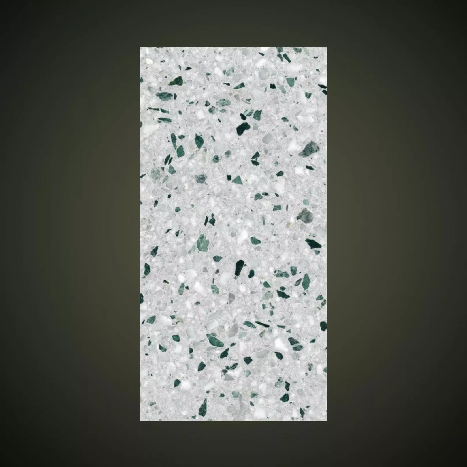 Carreau Terrazzo fond gris inclusions blanc et vert Lime (6 formats)