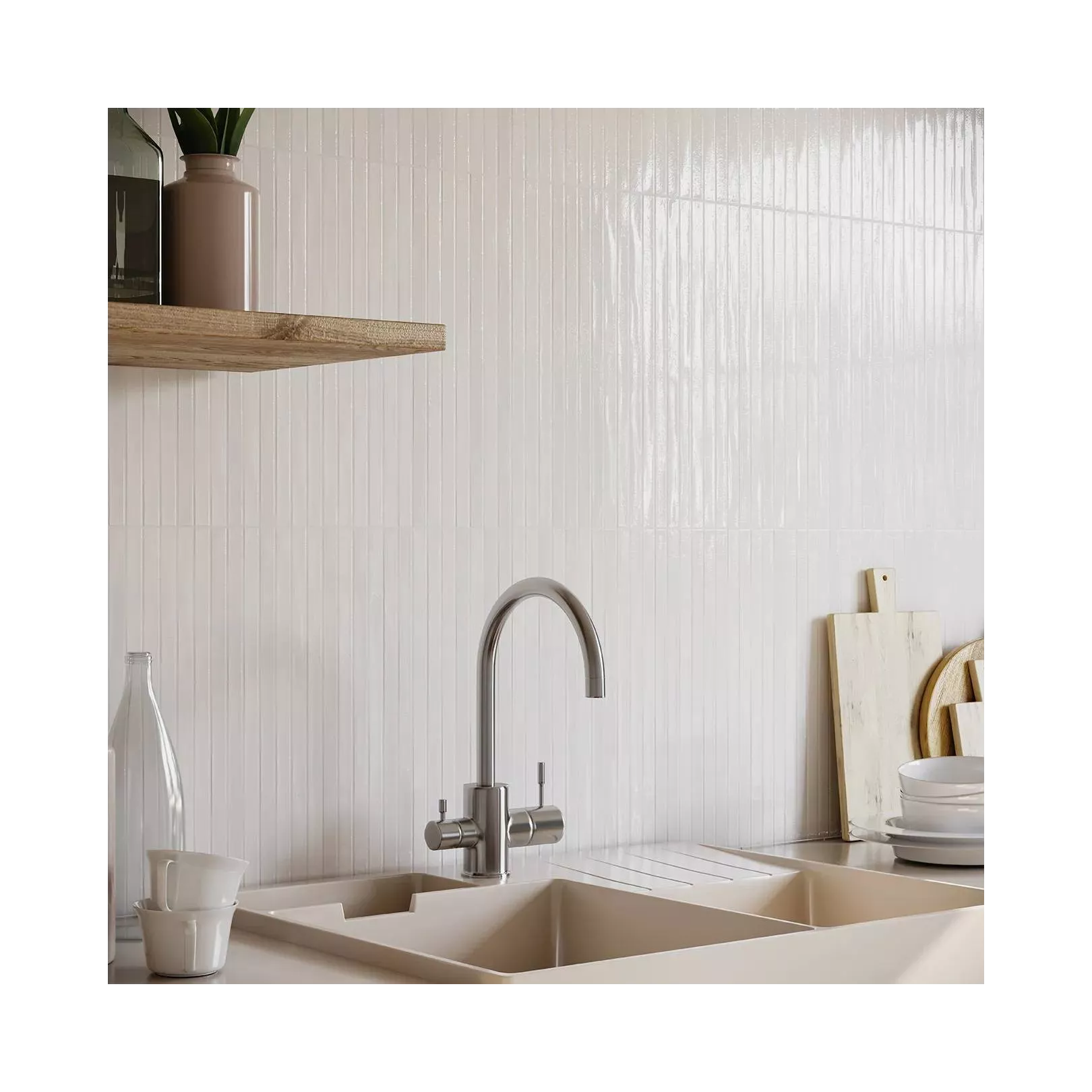 Carrelage mural faïence LONG FINGER Couleurs:Blanco - Gloss