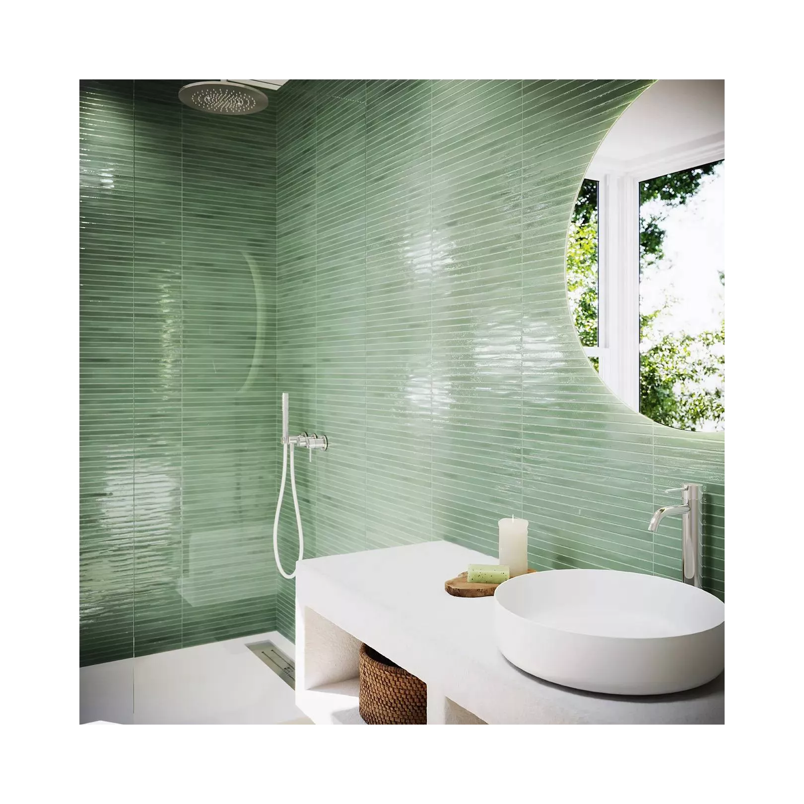 Carrelage mural faïence LONG FINGER Couleurs:Apple - Gloss