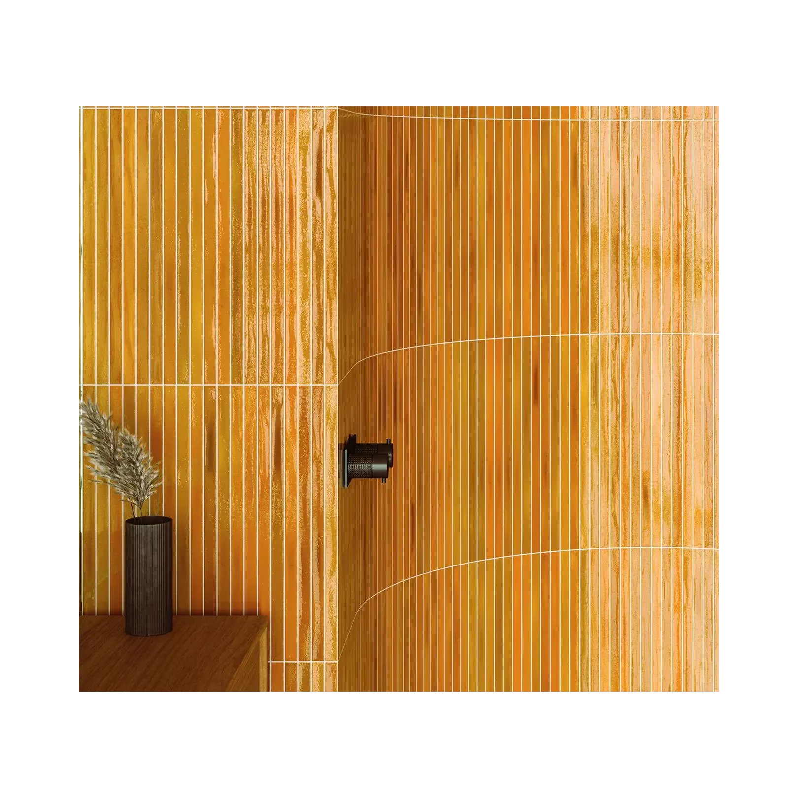 Carrelage mural faïence LONG FINGER Couleurs:Mustard - Crackle