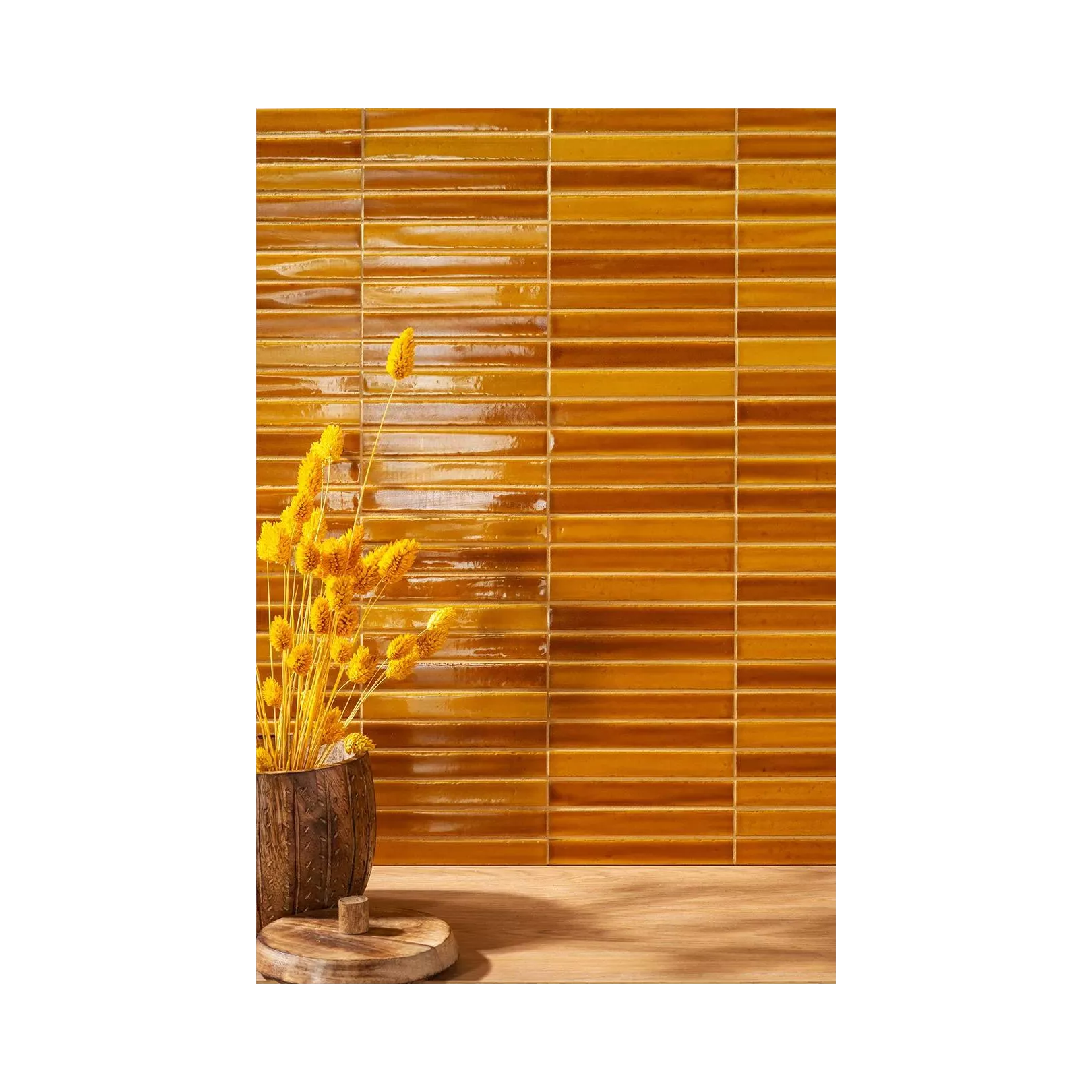 Carrelage mural faïence SHORT FINGER Couleurs:Mustard - Crackle
