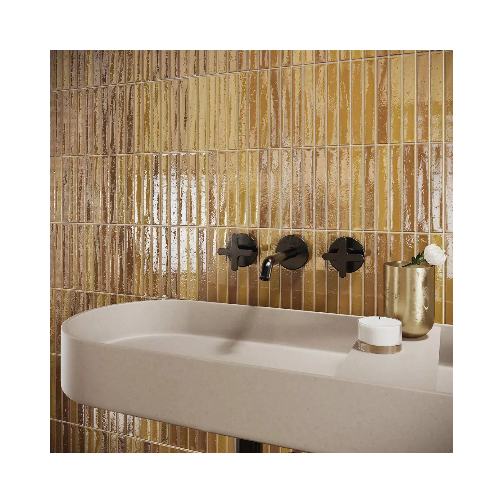 Carrelage mural faïence SHORT FINGER Couleurs:Mustard - Crackle