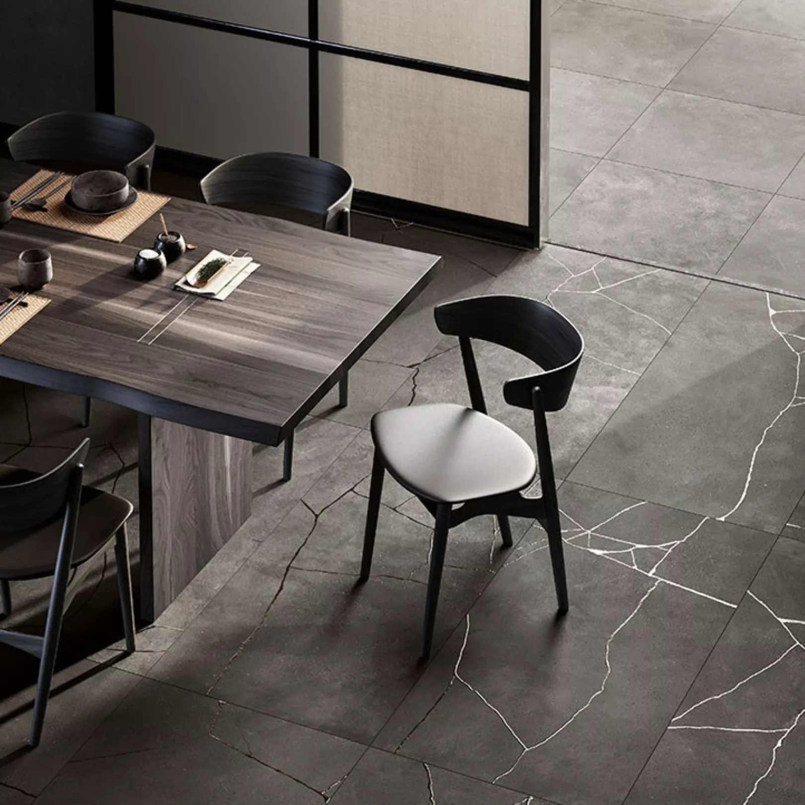 Carrelage grès cérame effet graphique KINTSUGI HIBI