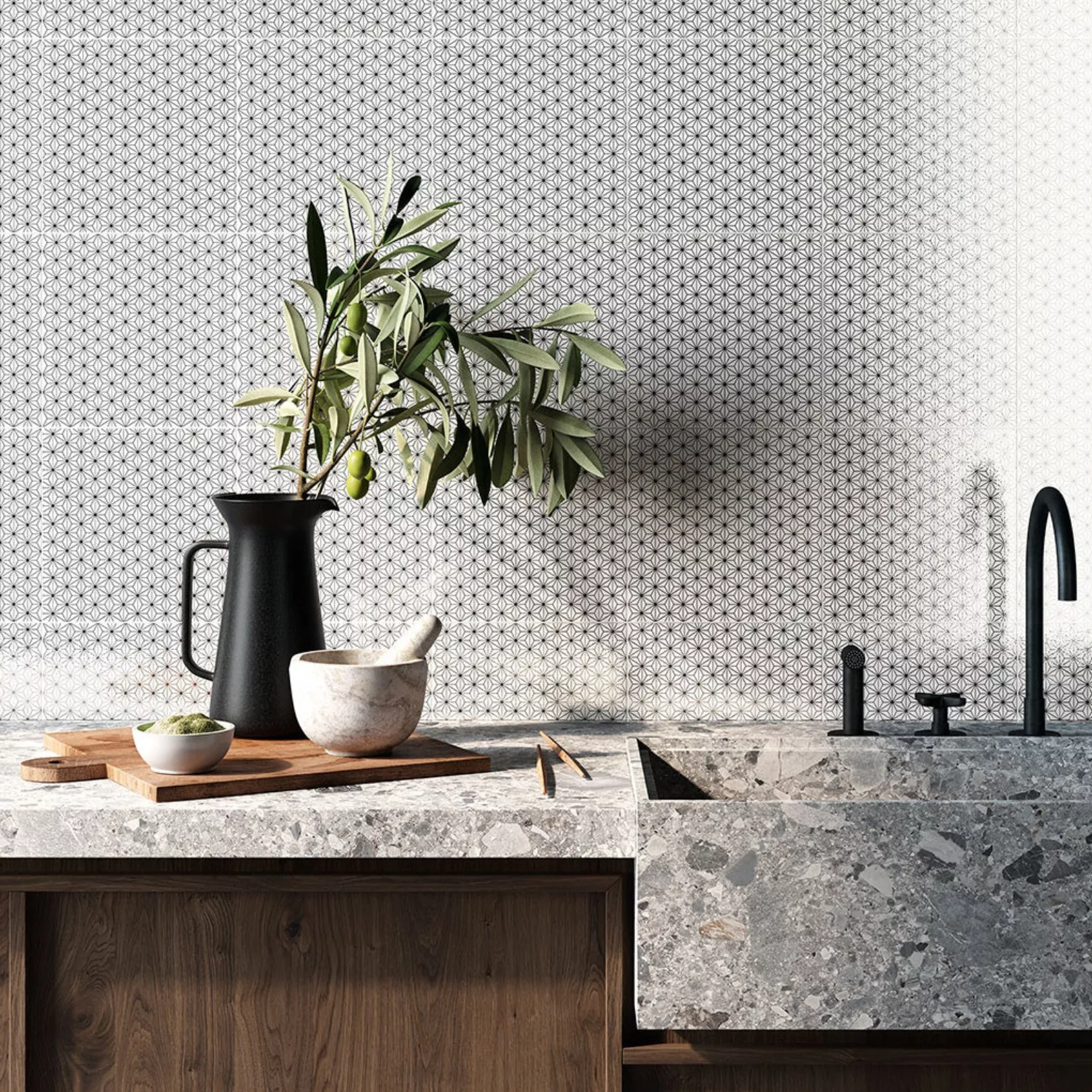 Carrelage grès cérame effet graphique KINTSUGI JAPAN