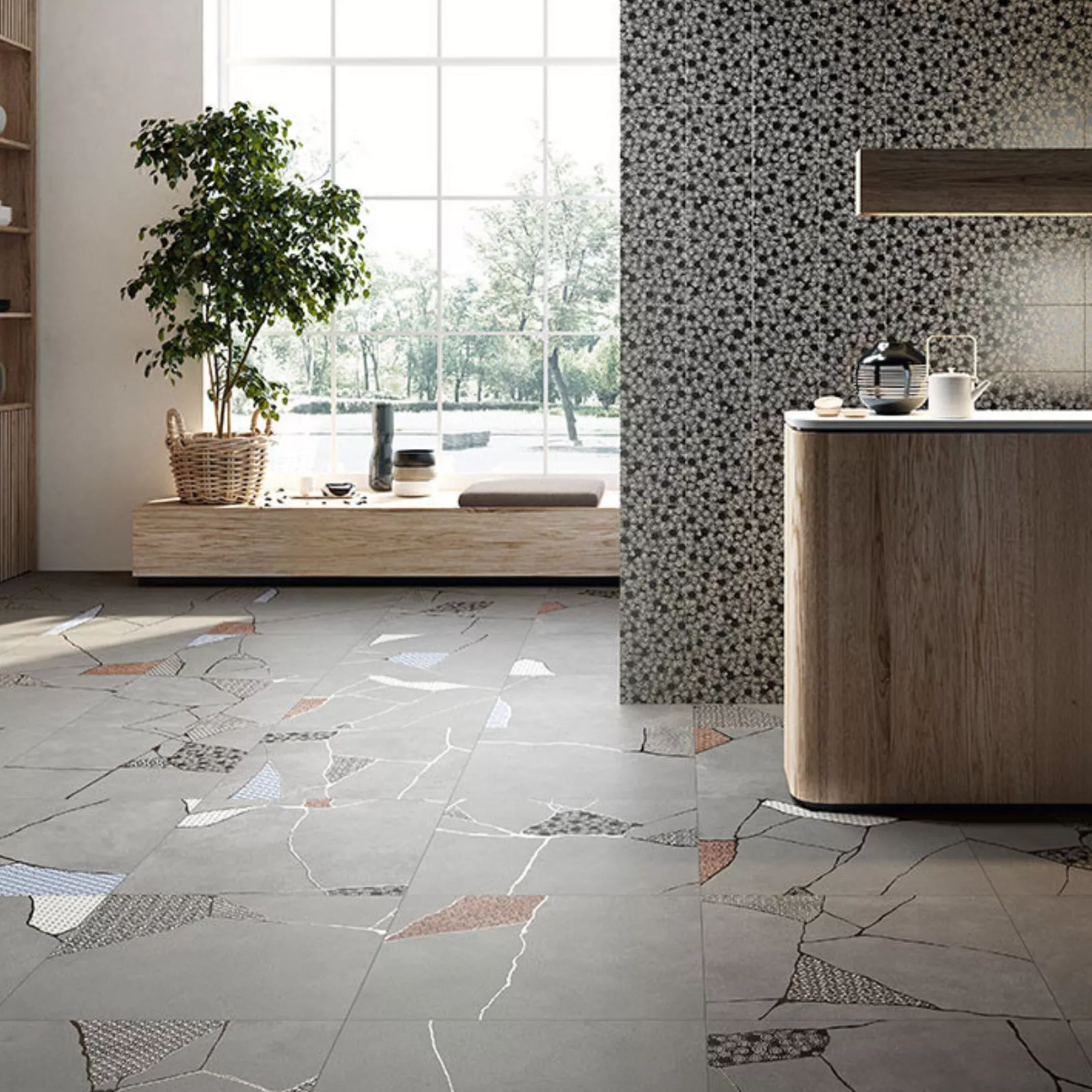 Carrelage grès cérame effet graphique KINTSUGI JAPAN-HIBI