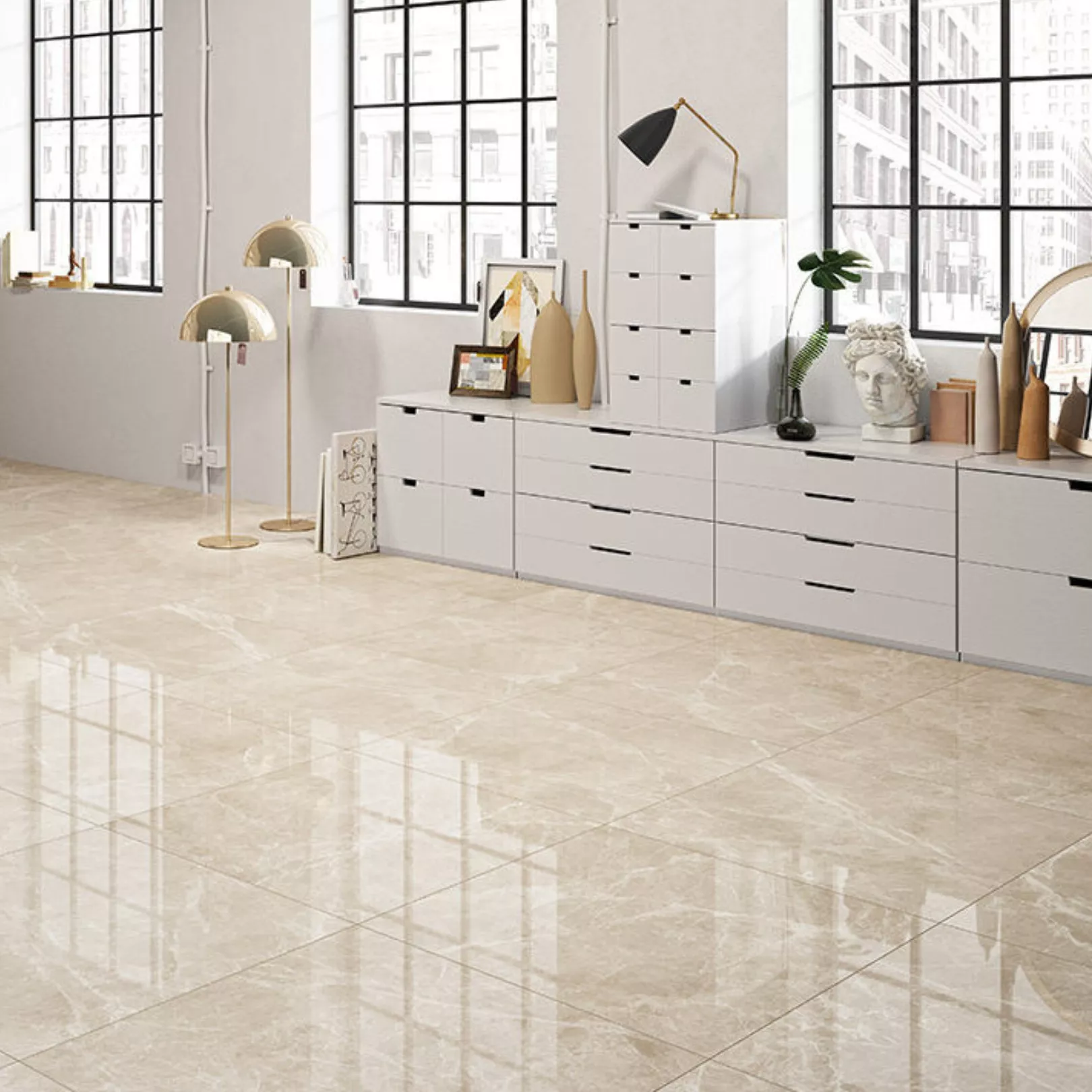 Grès cérame effet Marbre MARMOREA 2 / OXFORD GREIGE