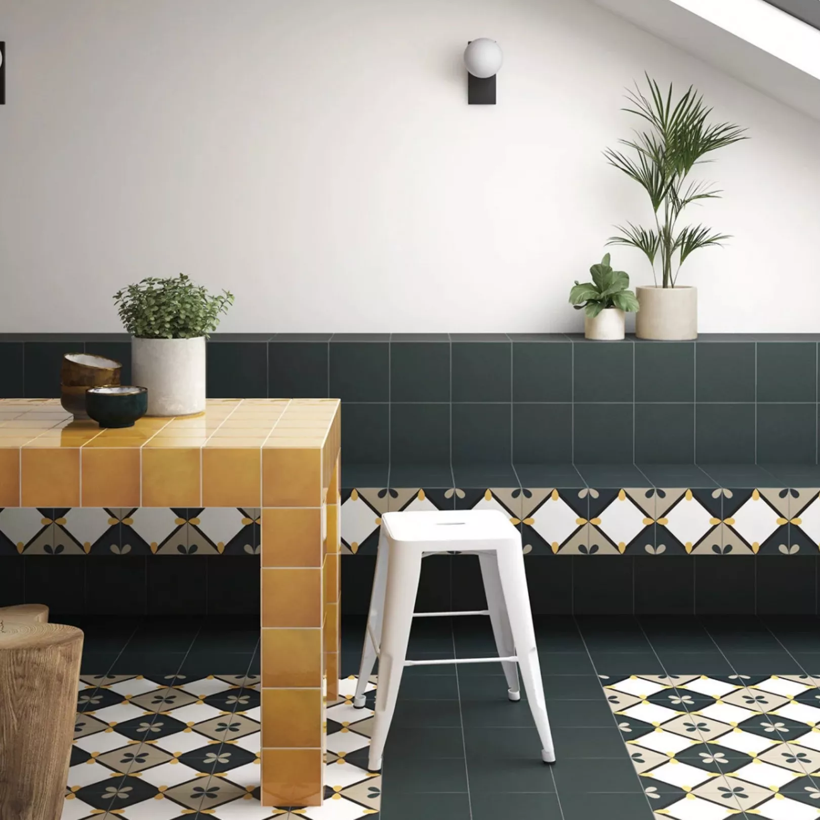 Carrelage grès cérame effet carreau ciment Bauhome Korola Cold