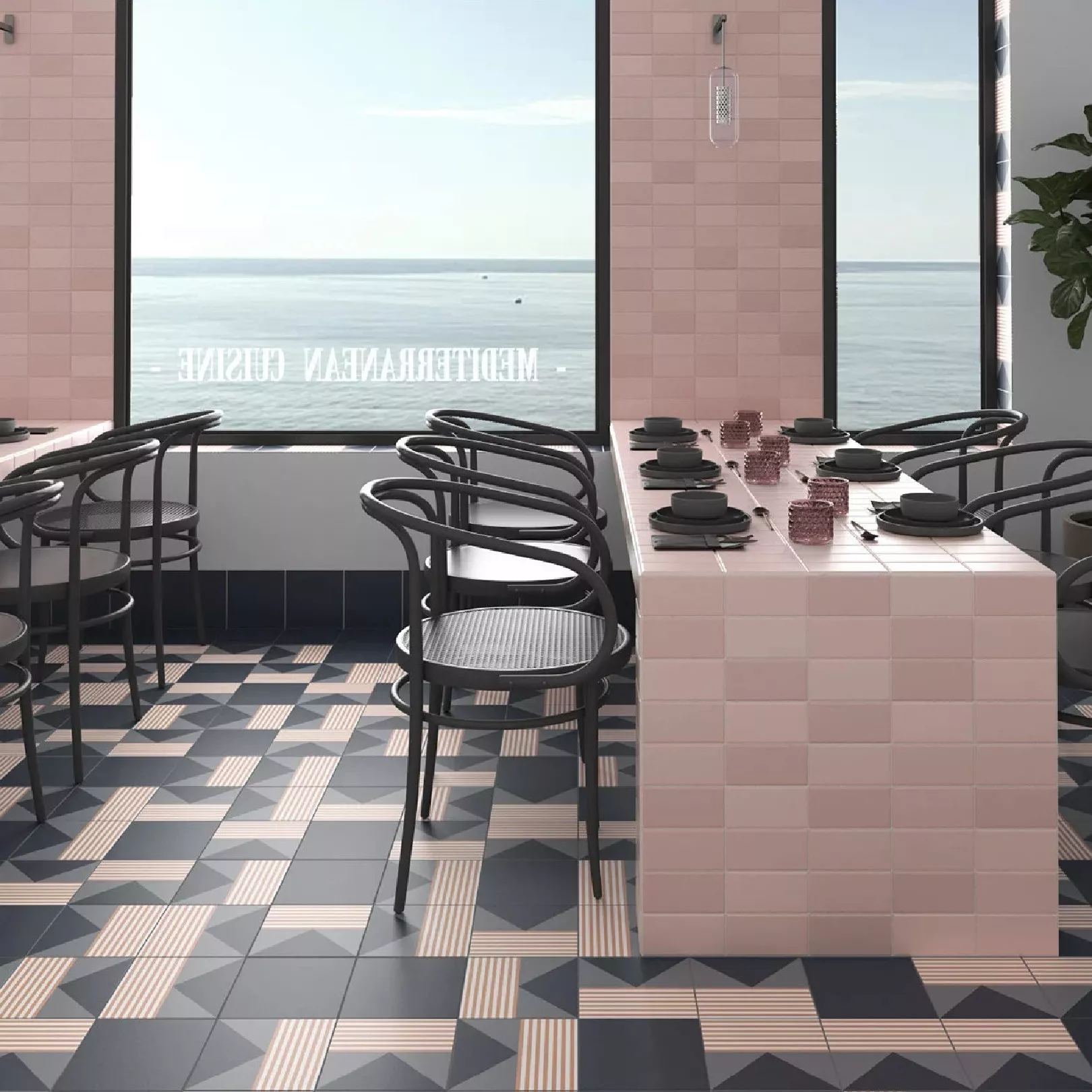 Carrelage grès cérame effet carreau ciment Bauhome Strich Cold