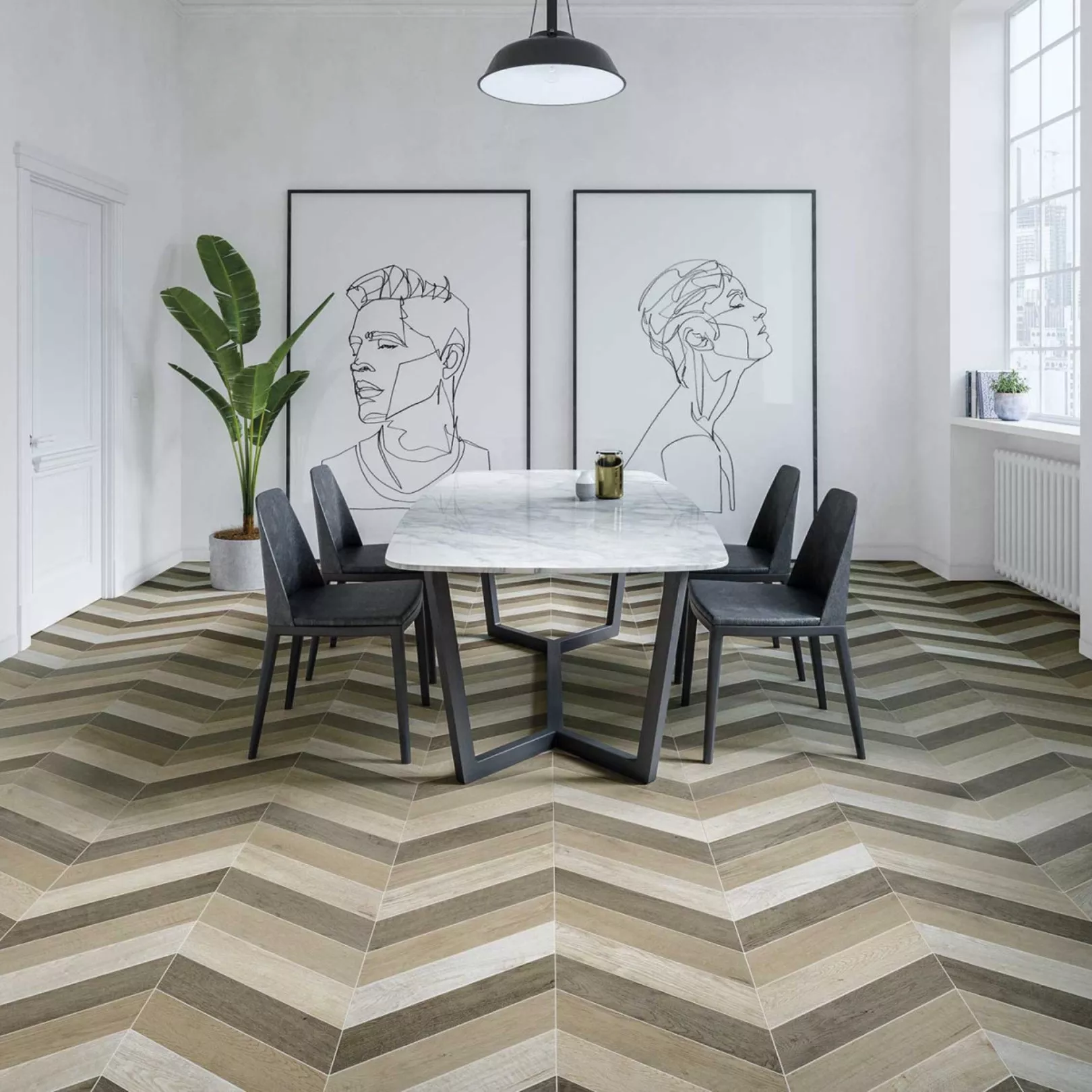 Carrelage grès cérame 60° Chevron Wood effet bois (3 couleurs)