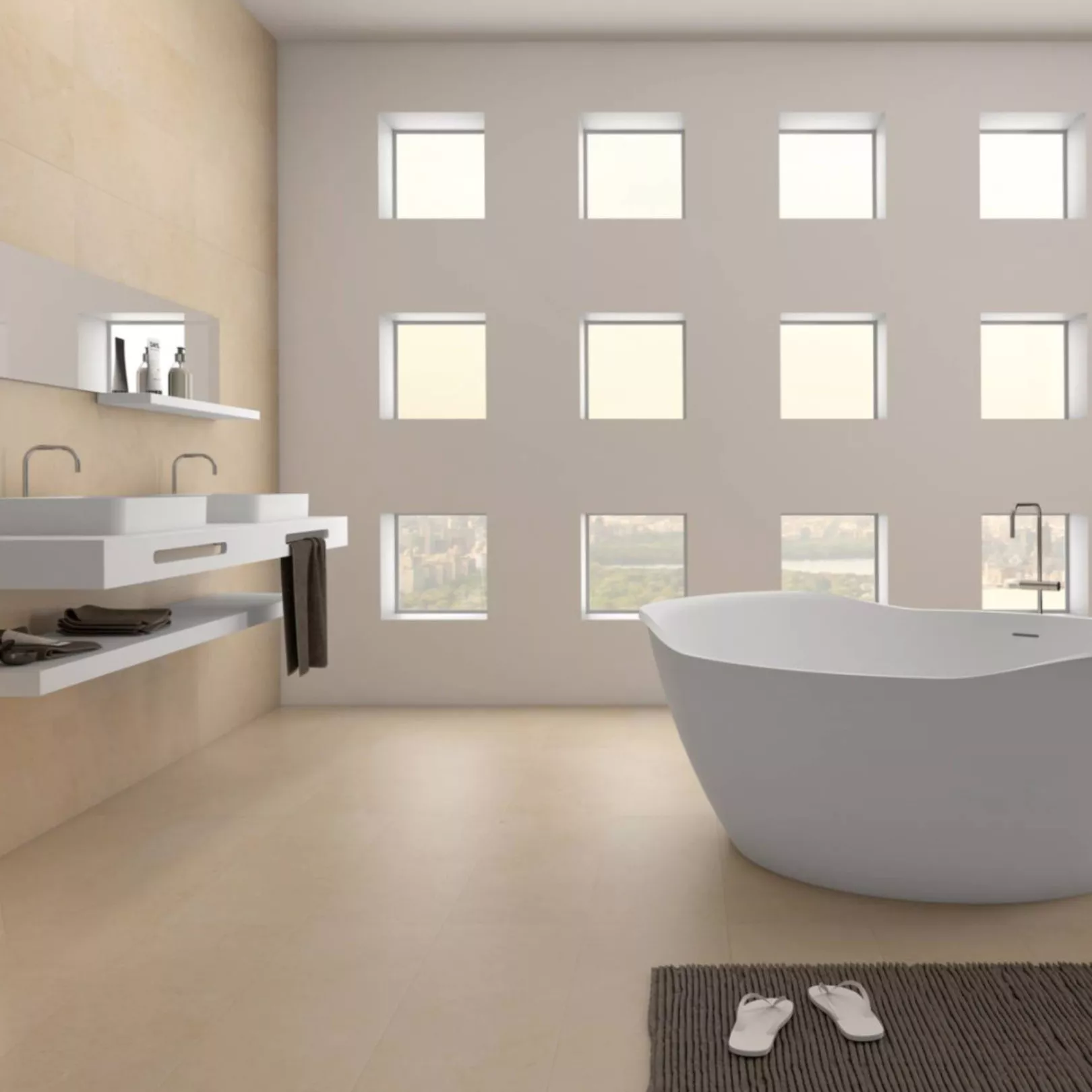 Baignoire ilôt BETA ESSENTIAL en Solid Surface (équivalent Corian)