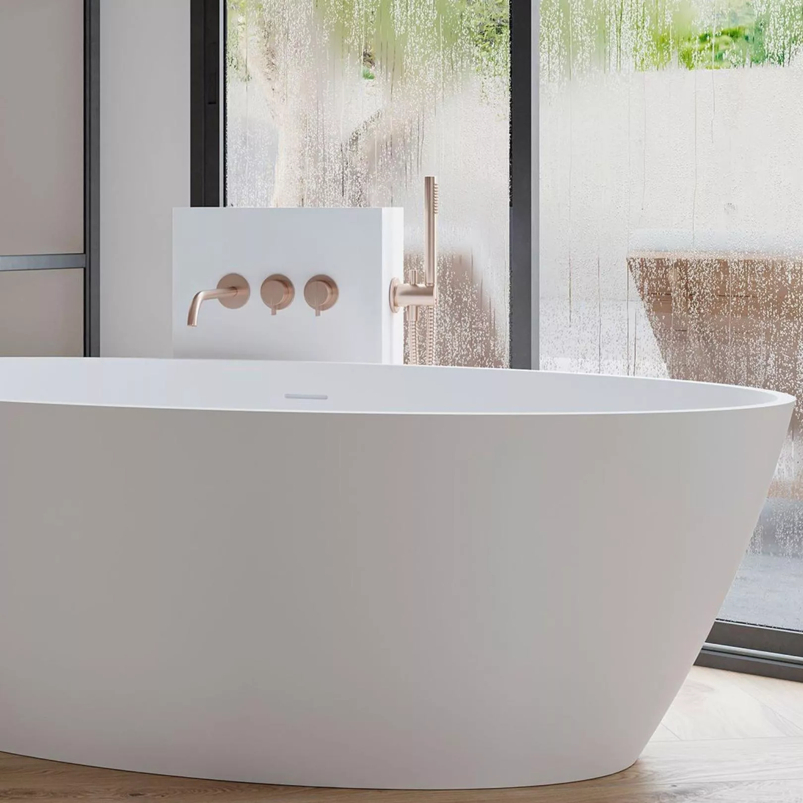 Baignoire ilôt Space en Solid Surface (équivalent Corian)