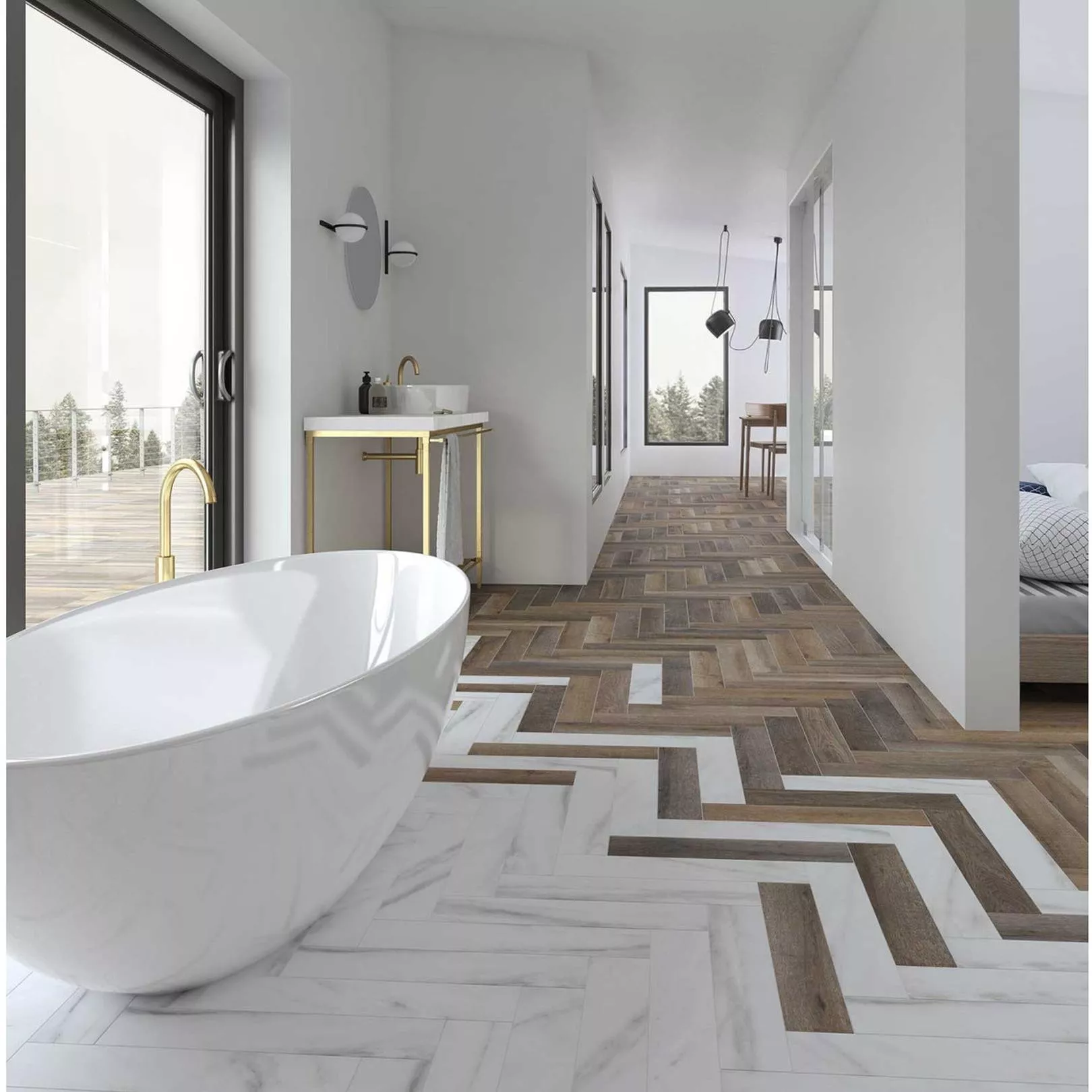 Carrelage grès cérame Love Affairs Calacatta Strip 50x10cm effet marbre
