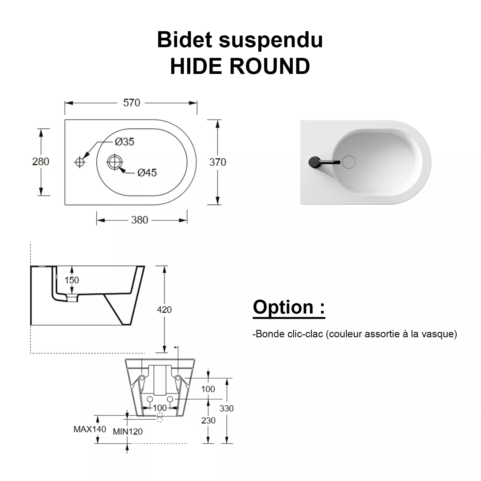 Bidet suspendu HIDE Round