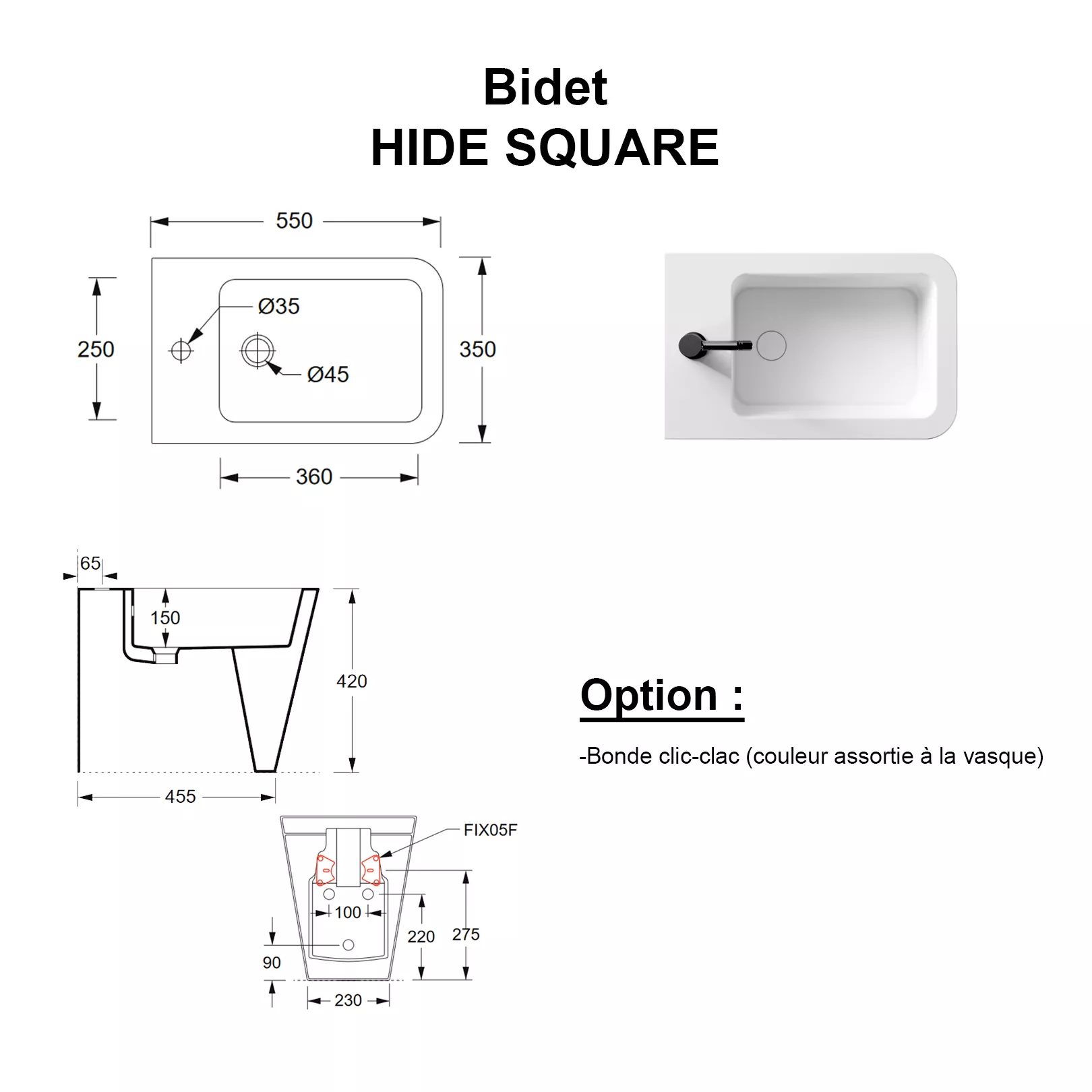 Bidet HIDE Square