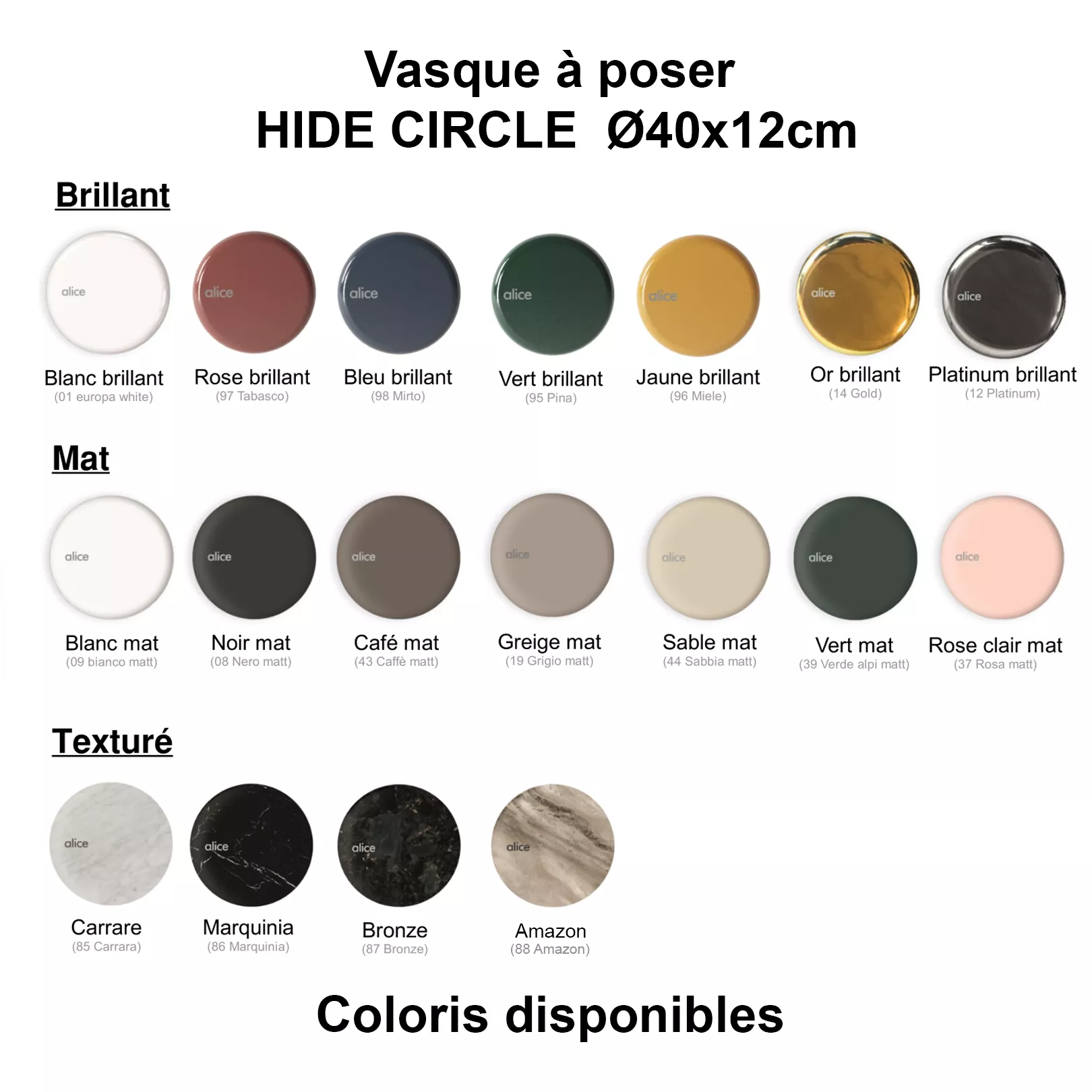 Lavabo, vasque à poser Hide CIRCLE 40cm