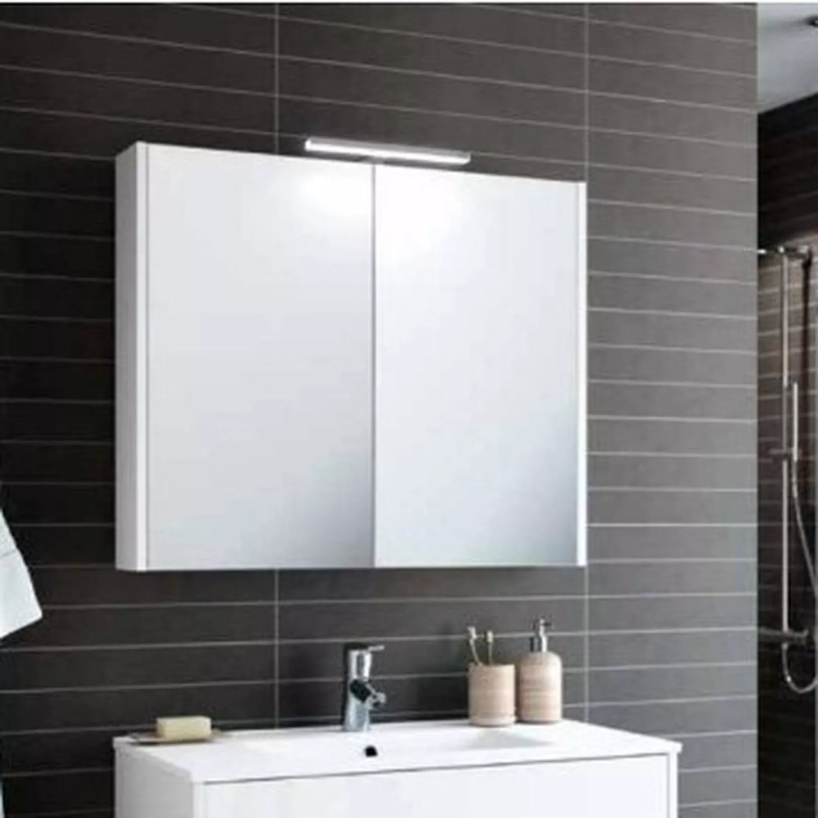 Armoire miroir suspendue de salle de bain, faible profondeur, Schwan 600 et 800