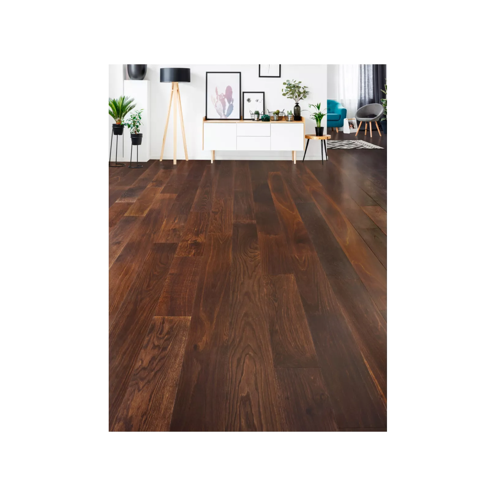 Parquet chêne fumé CACAO semi-massif, Brut ou Vernis satiné 306