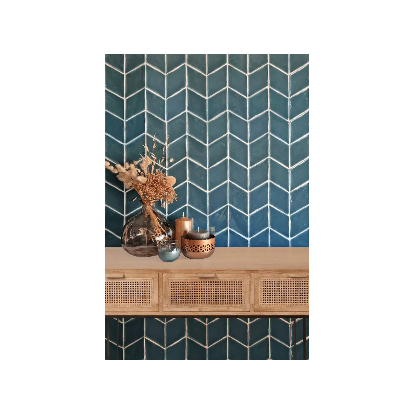 Carrelage mural TERRE CUITE ÉMAILLÉE Artisanale LOSANGE