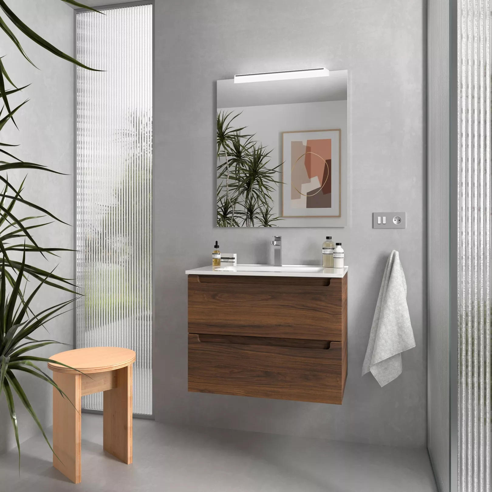 Meuble bain suspendu MONTERREY 2 tiroirs