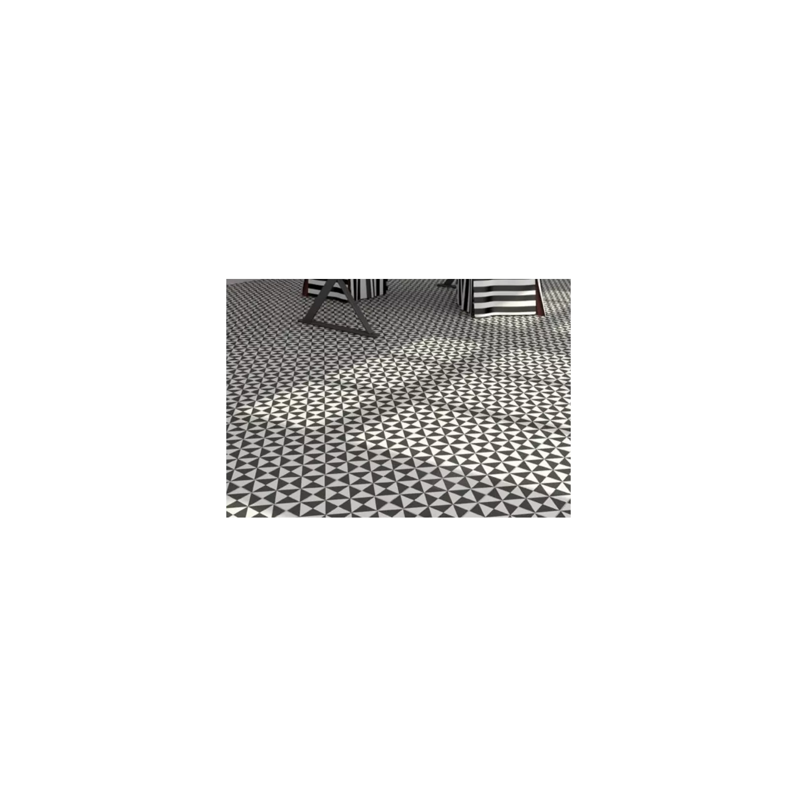 Carrelage grès effet carreau ciment 1900 Terrades Grafito, noir et blanc, 20x20cm 