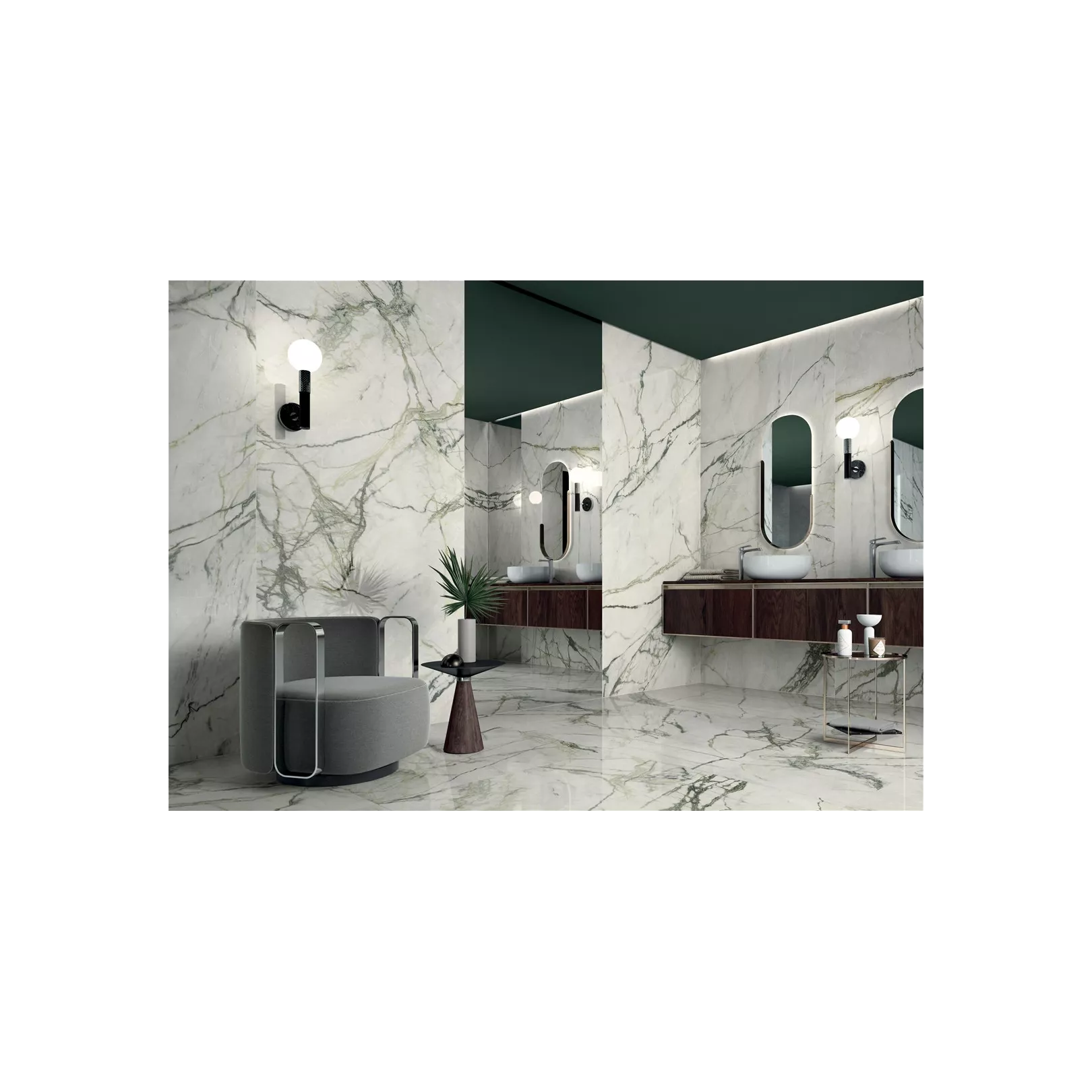 Carrelage grès cérame effet marbre NOBLESSE - CALACATTA EMERALD