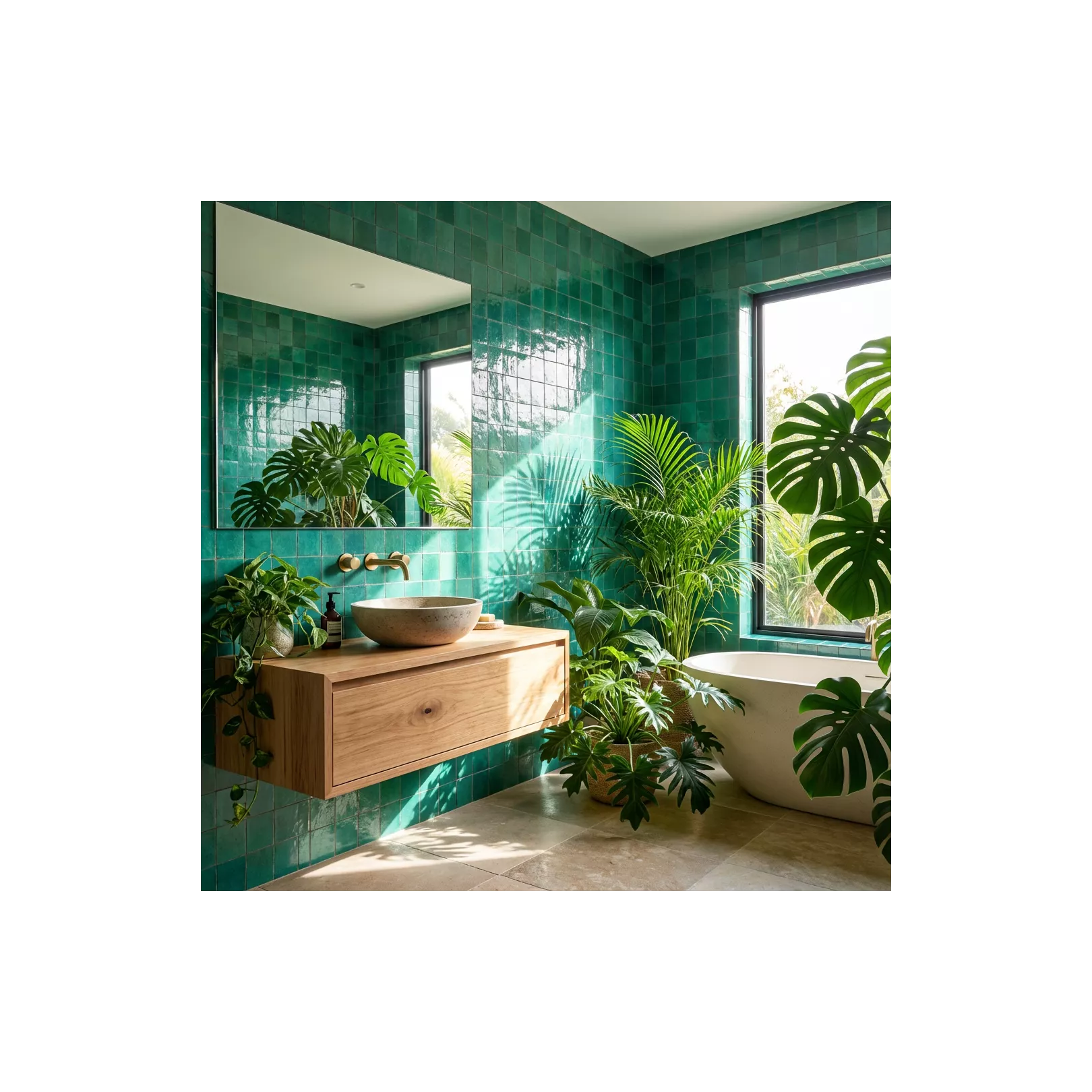 17 Zellige veritable 10x10cm Vert lagon 17