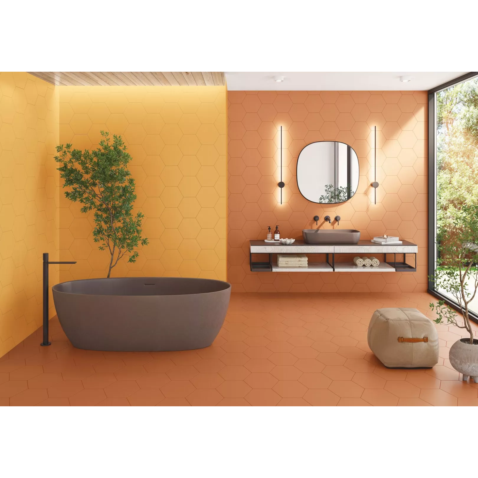 Carrelage grès cérame effet uni HEXAGONE HEX BASIC 25x22cm