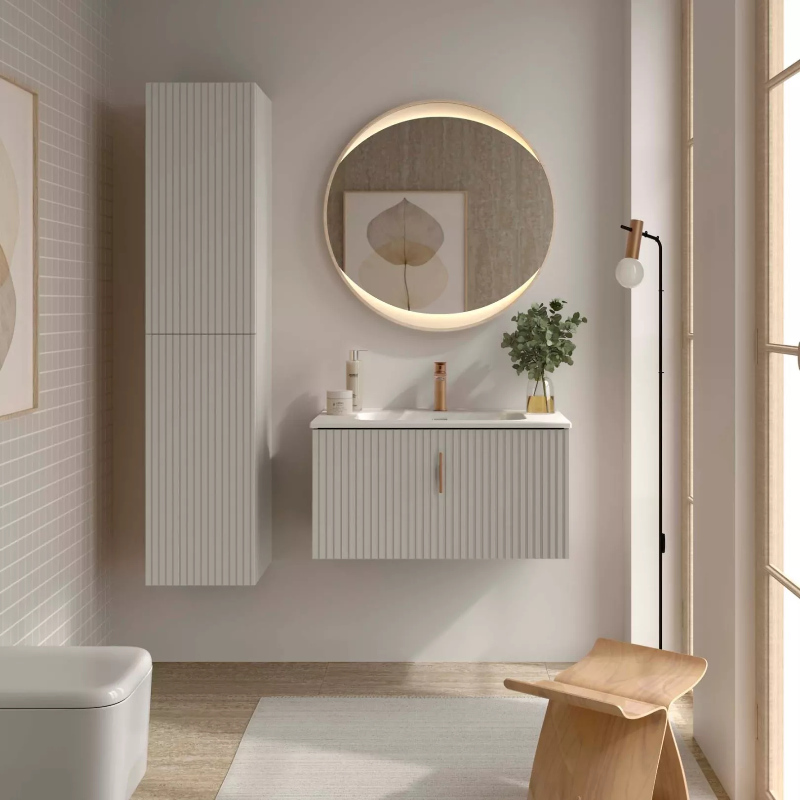 Meuble bain suspendu BANORIGHE 1 tiroir, 11 couleurs, 5 largeurs